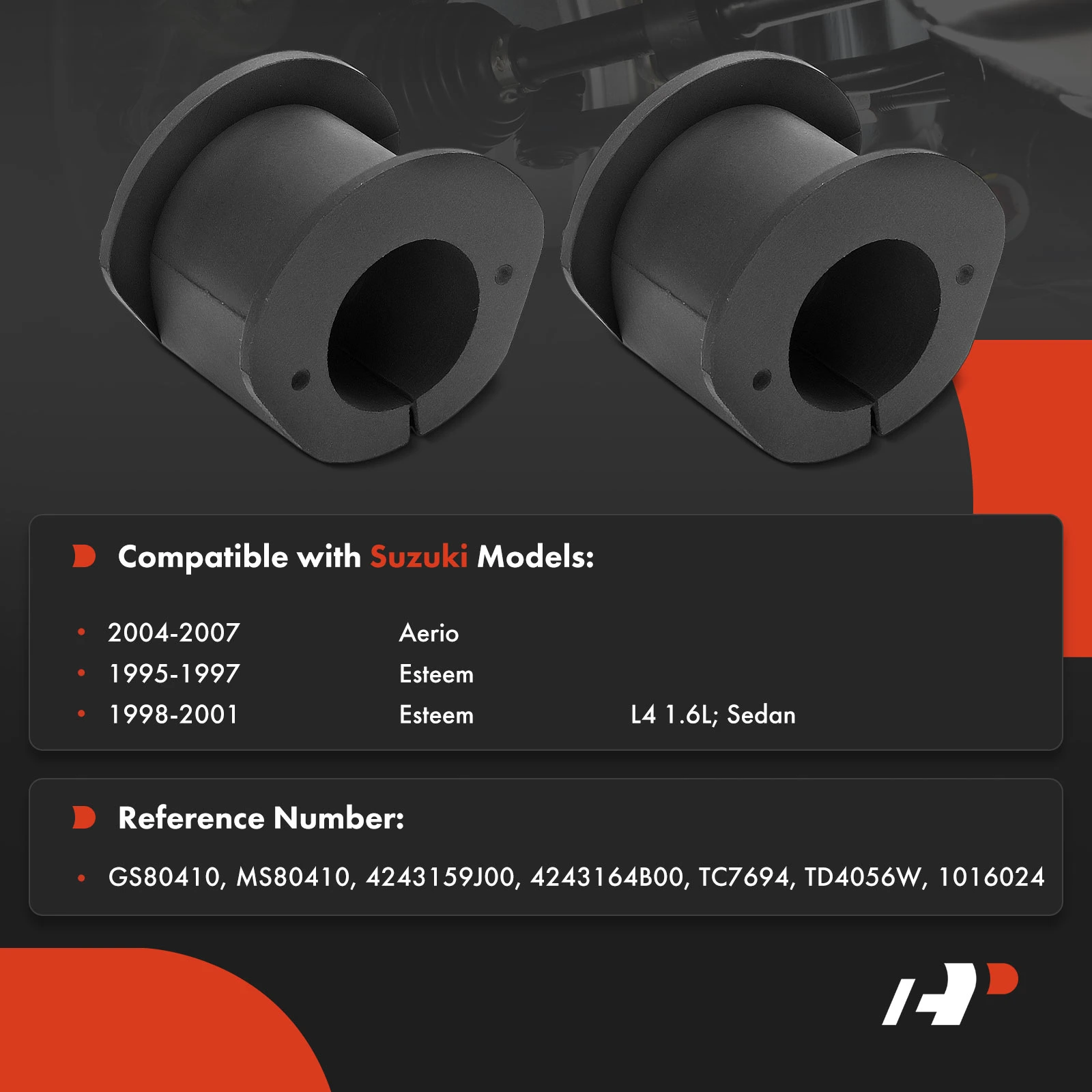 2-Pc Stabilizer Bar Bushing, Front To Frame A-Premium APCA9726