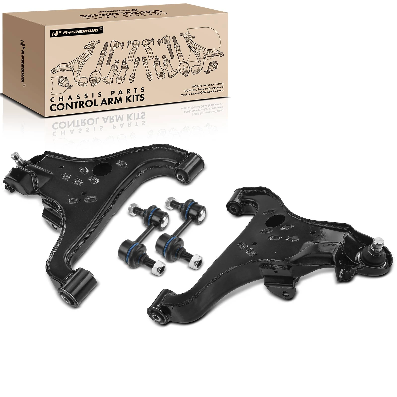 4 Pcs Front Lower Control Arm with Ball Joint Stabilizer Bar Link