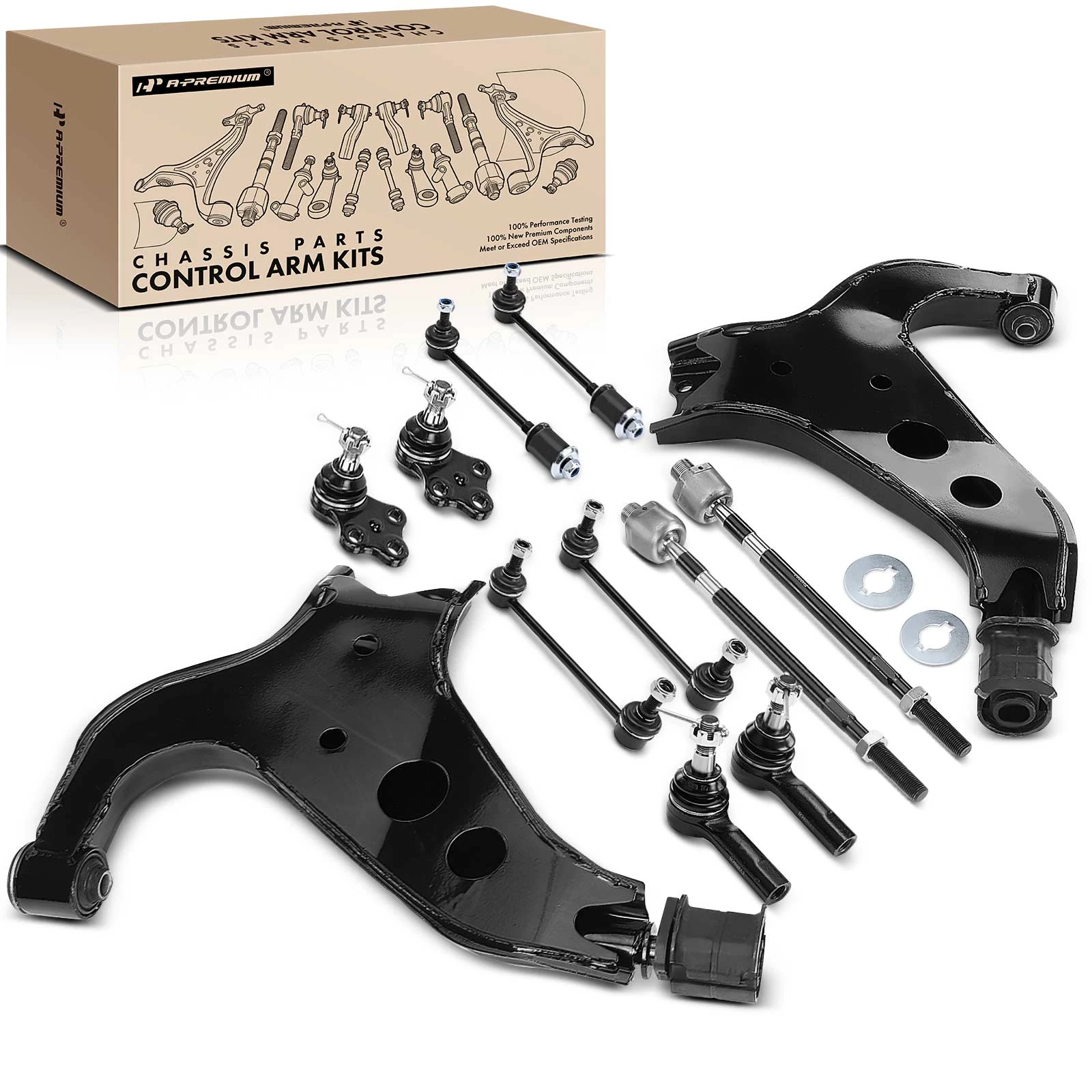 12 Pcs Control Arm with Ball Joint Sway Bar Link & Tie Rod End