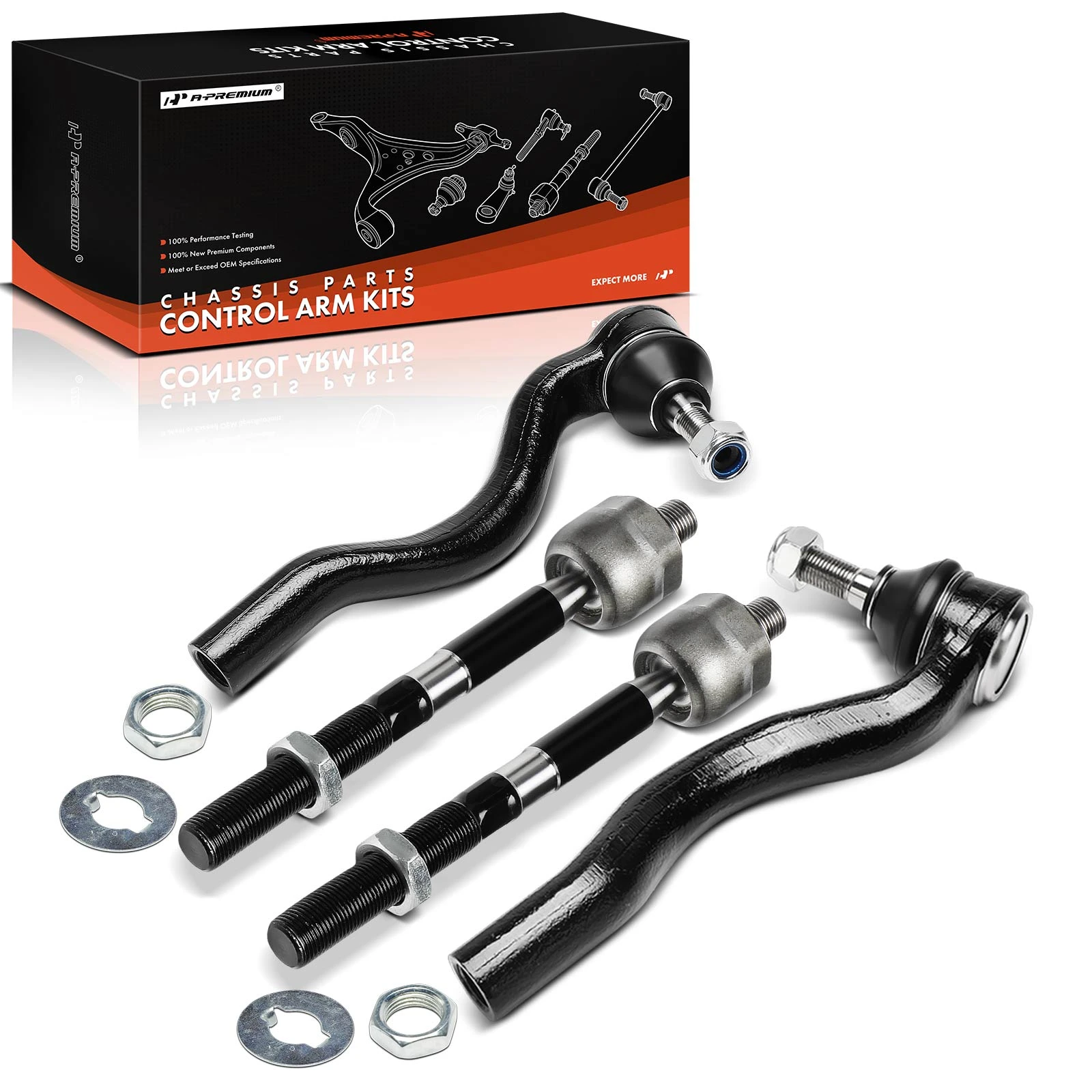 4 Pcs Front Inner & Outer Tie Rod End