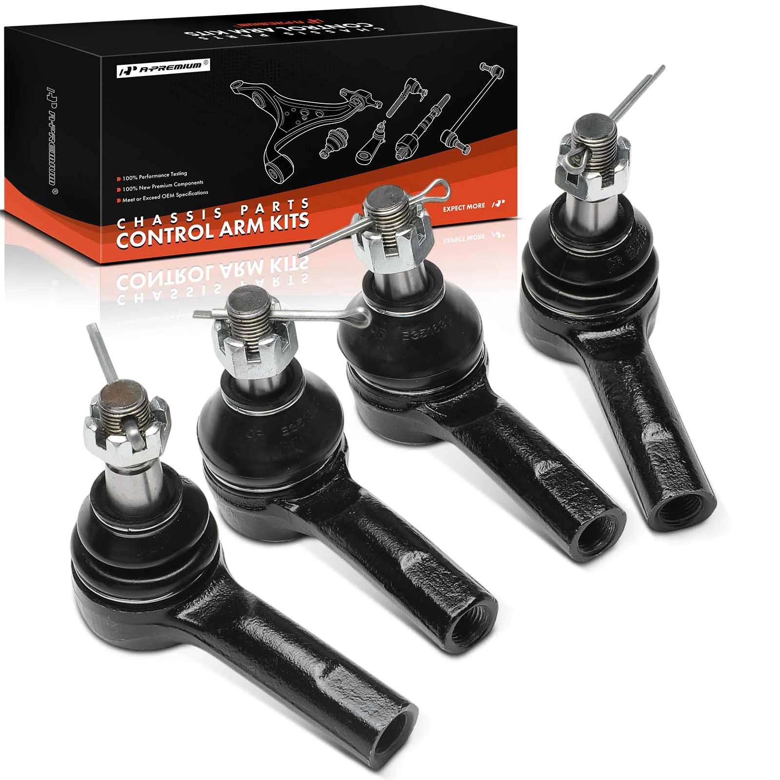 4 Pcs Front Inner & Outer Tie Rod End