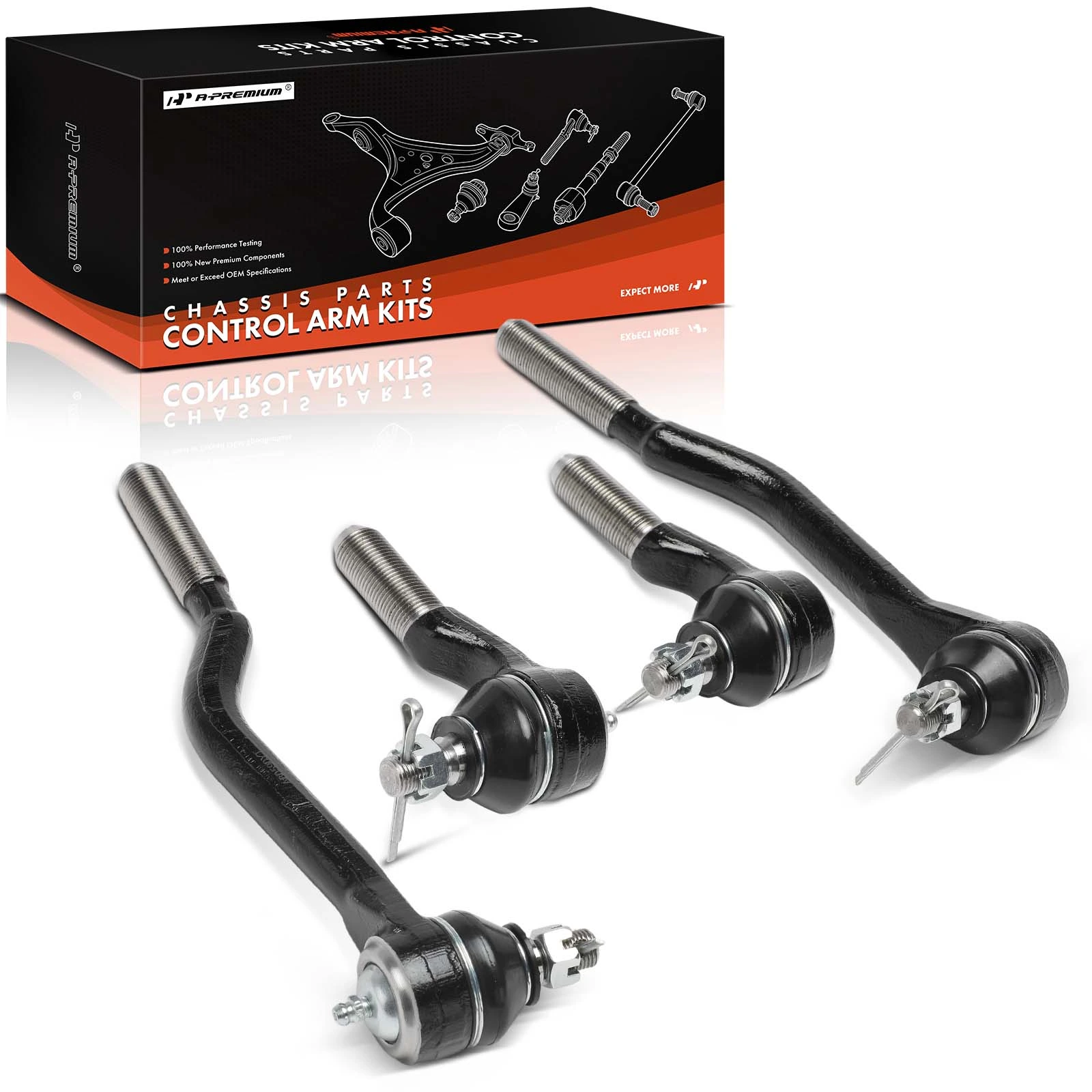 4 Pcs Front Inner & Outer Tie Rod End