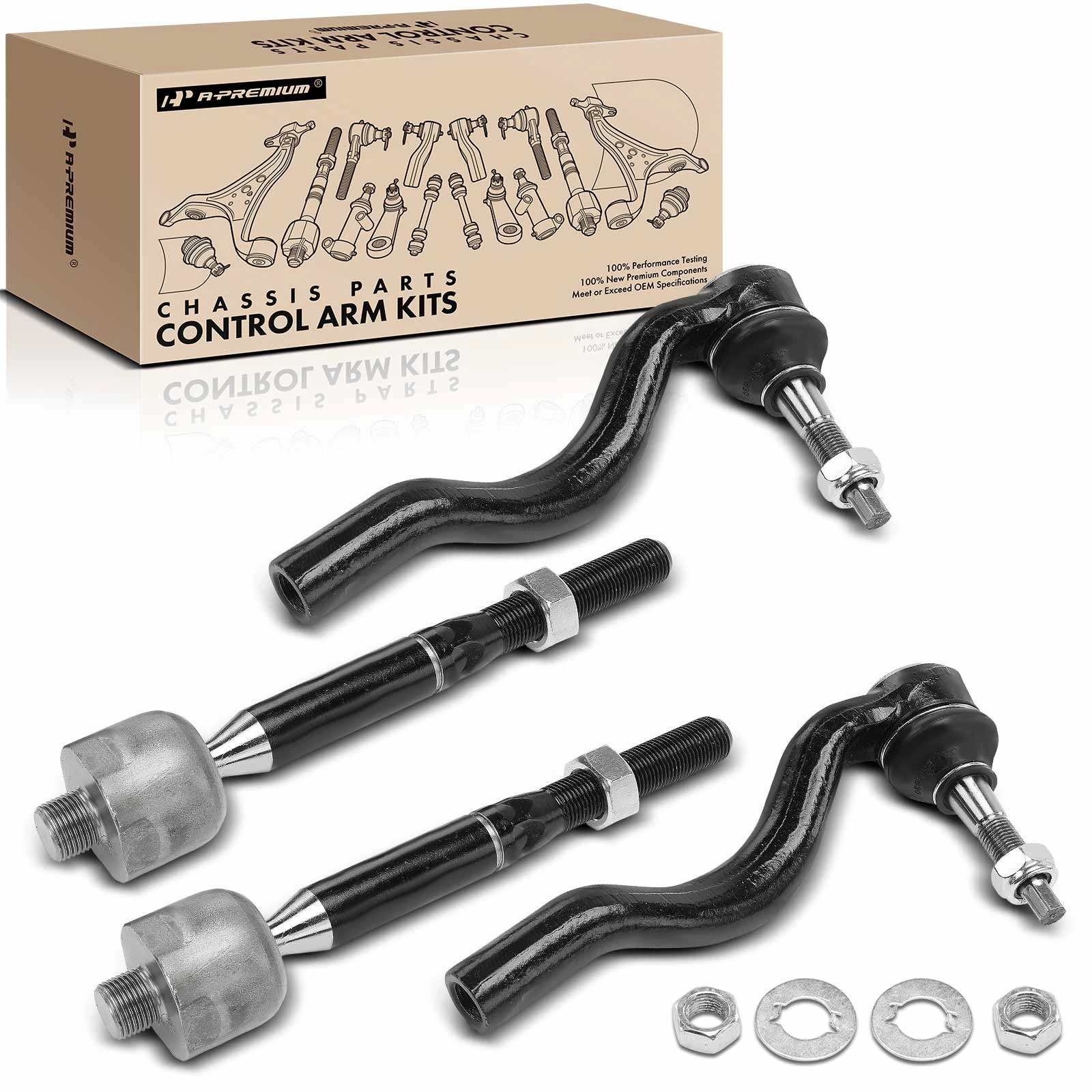 4 Pcs Front Inner & Outer Tie Rod End