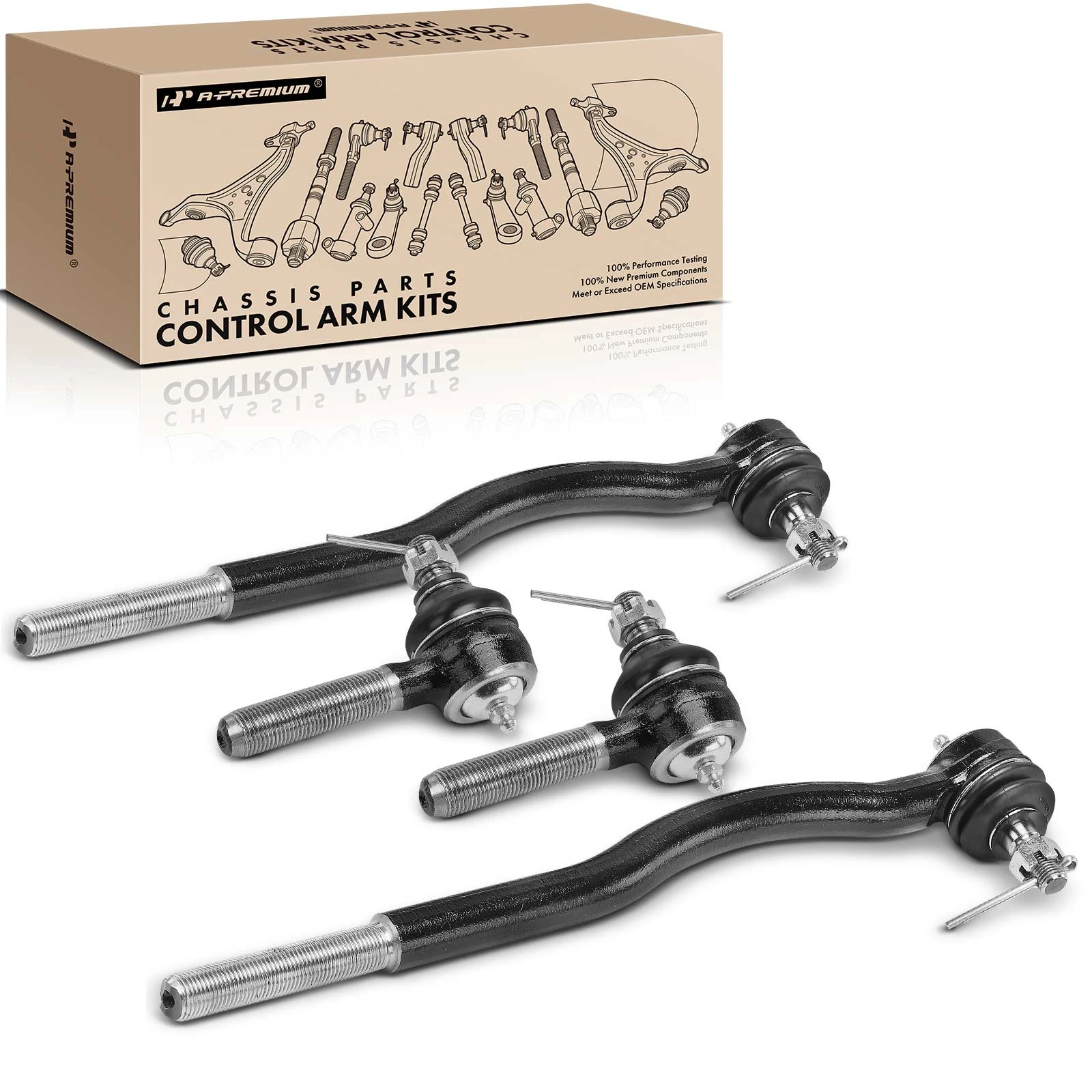 4 Pcs Front Inner & Outer Tie Rod End Kit