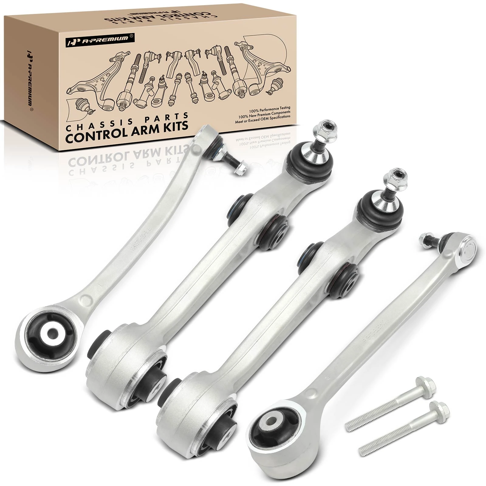 2012-2021 Tesla S 4-Pc Control Arm and Ball Joint Kit, Front Side with Ball Joint A-Premium APCA5180