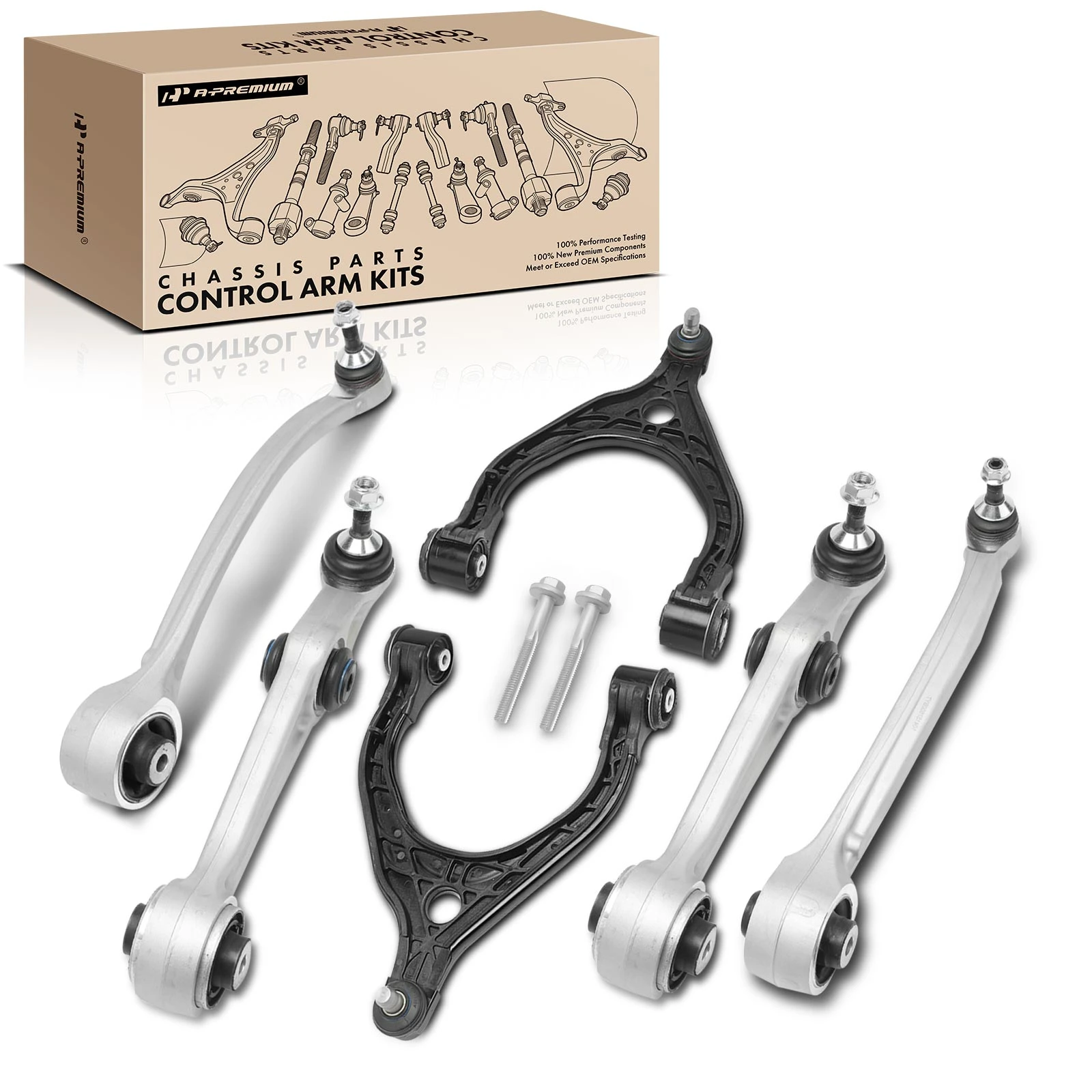 2016-2021 Tesla X 6-Pc Control Arm and Ball Joint Kit, Front Side with Ball Joint A-Premium APCA5181