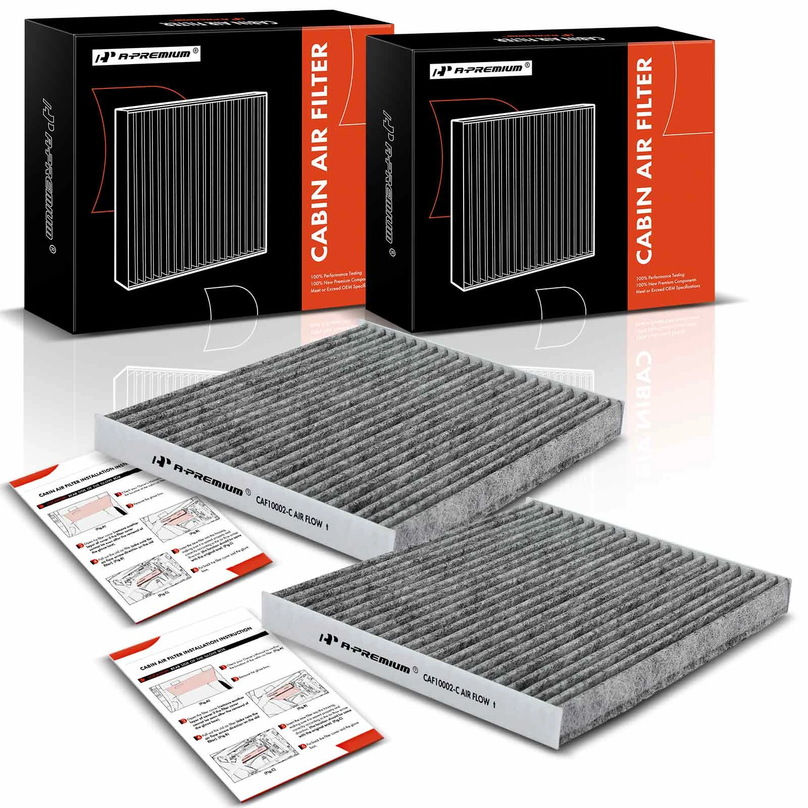 2 Pcs Activated Carbon Cabin Air Filters