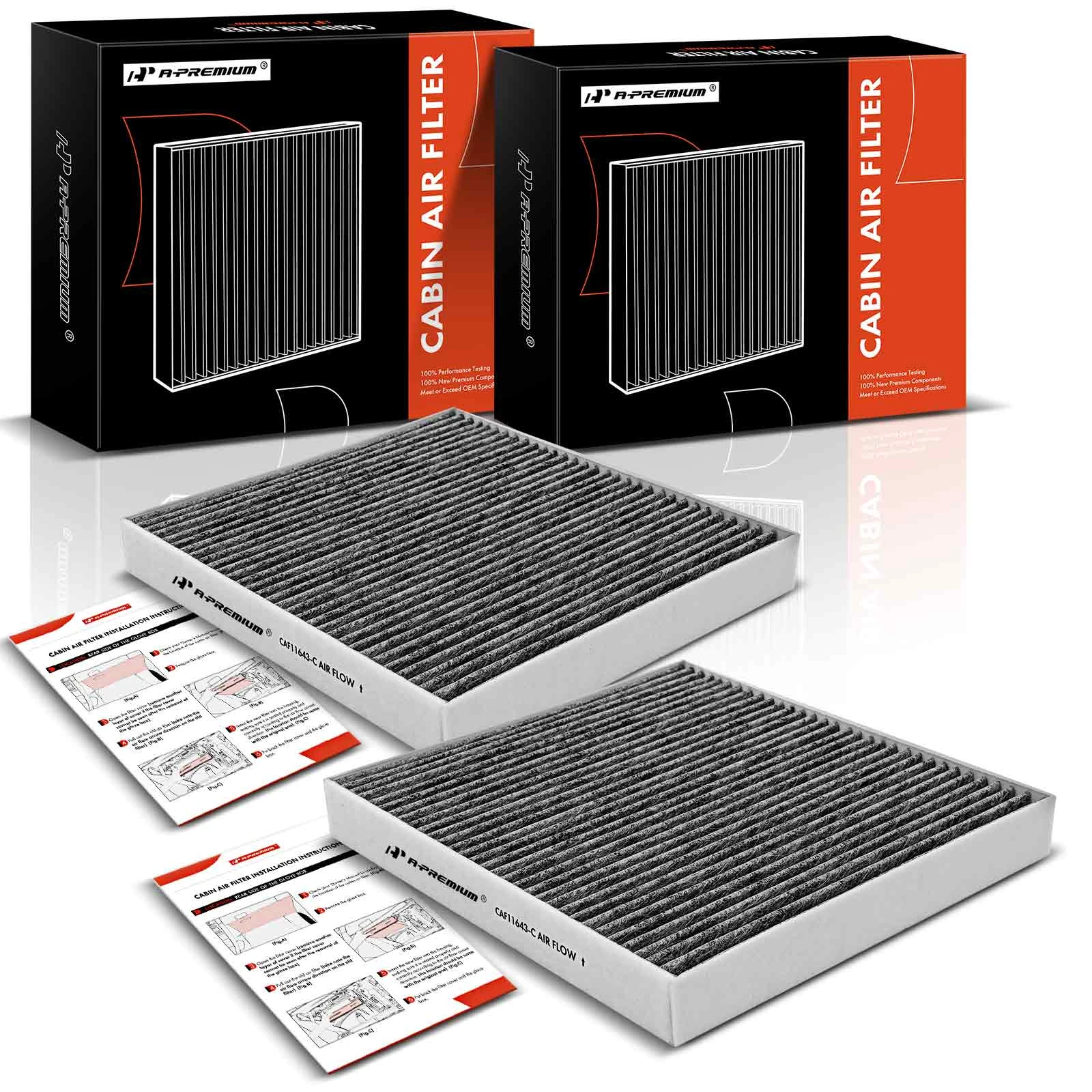 2 Pcs Activated Carbon Cabin Air Filters