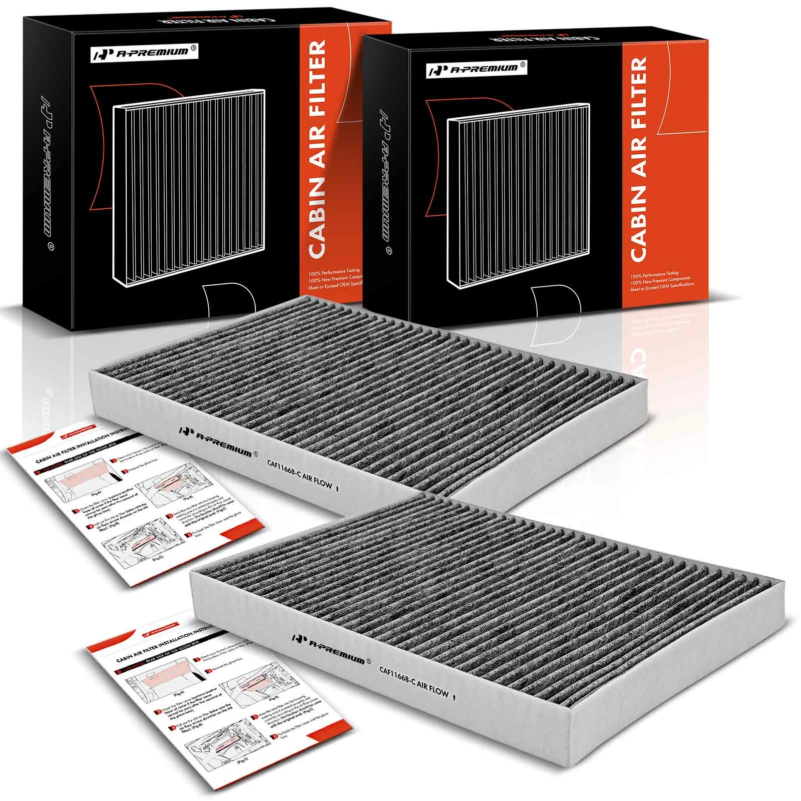 2 Pcs Activated Carbon Cabin Air Filters