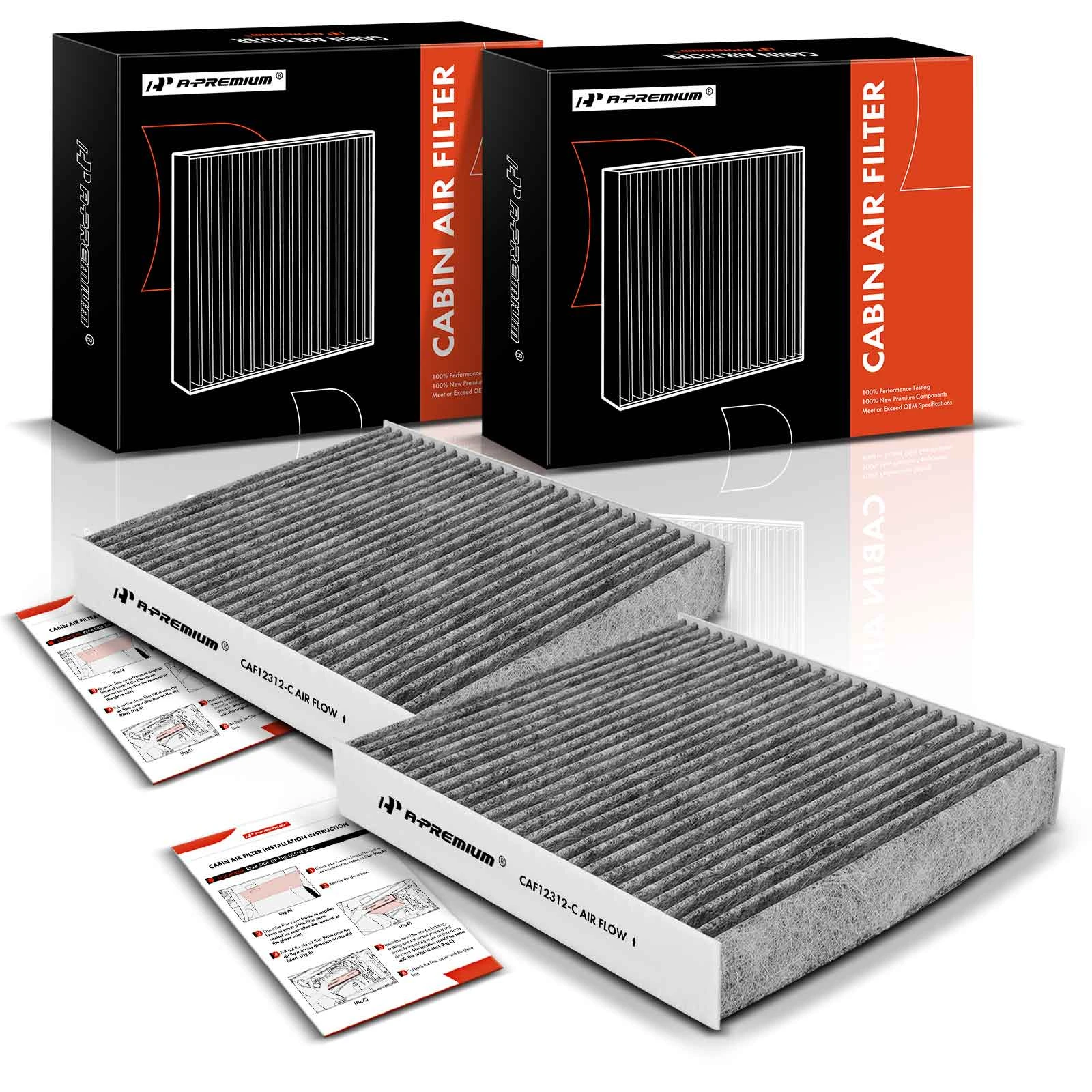 2 Pcs Activated Carbon Cabin Air Filter
