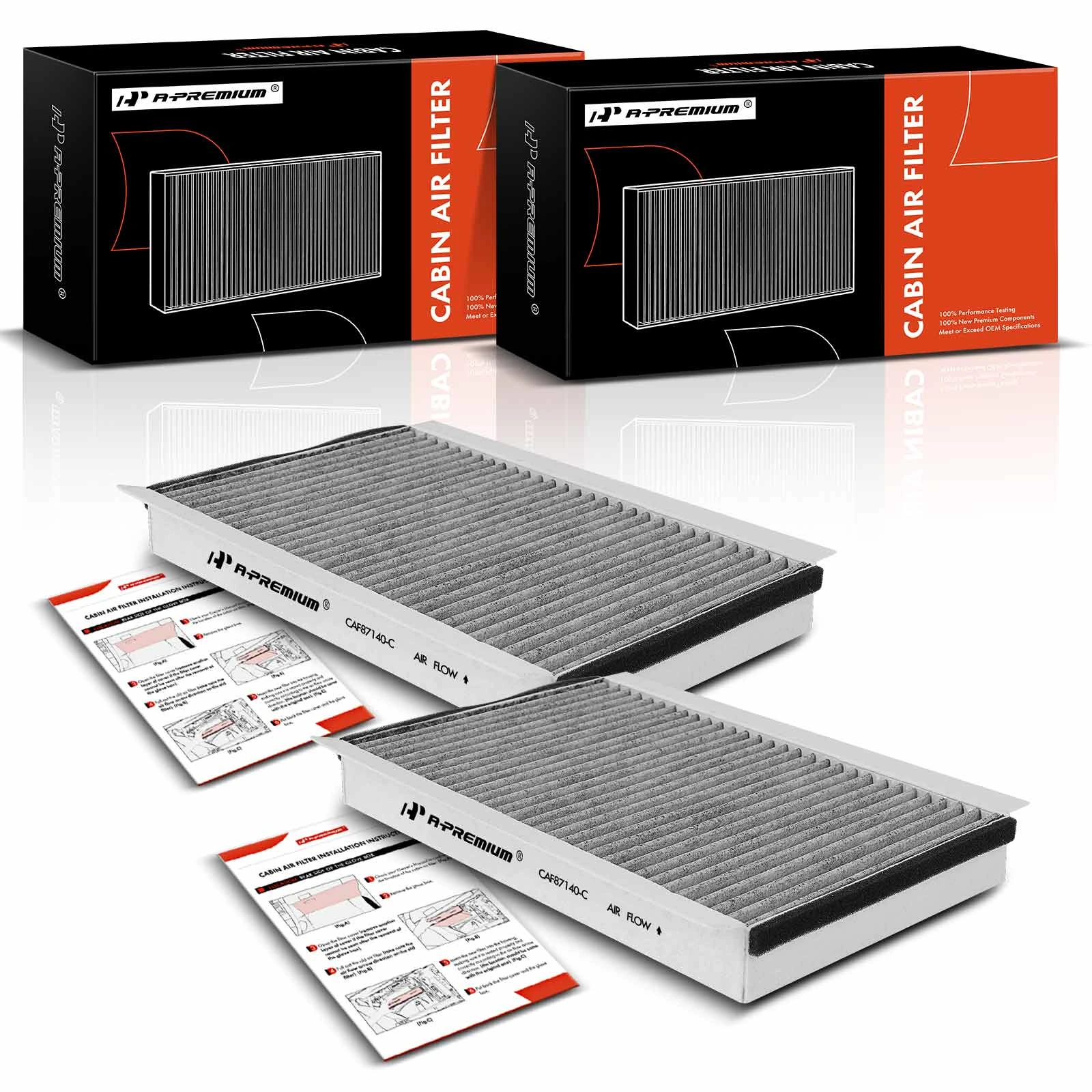 2 Pcs Activated Carbon Cabin Air Filter