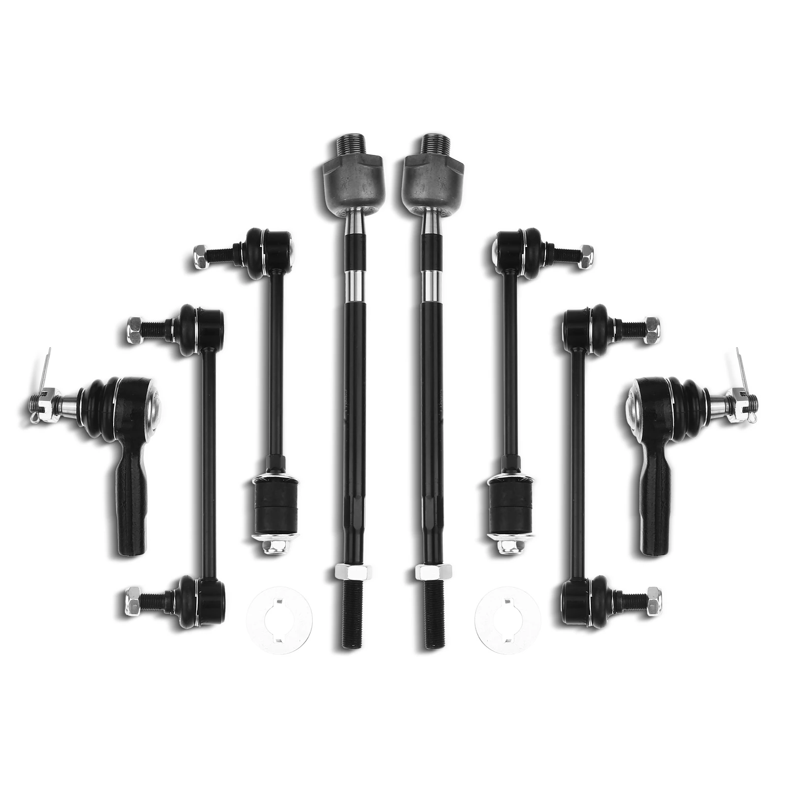 8 Pcs Front & Rear Stabilizer Bar Link Inner & Outer Tie Rod End