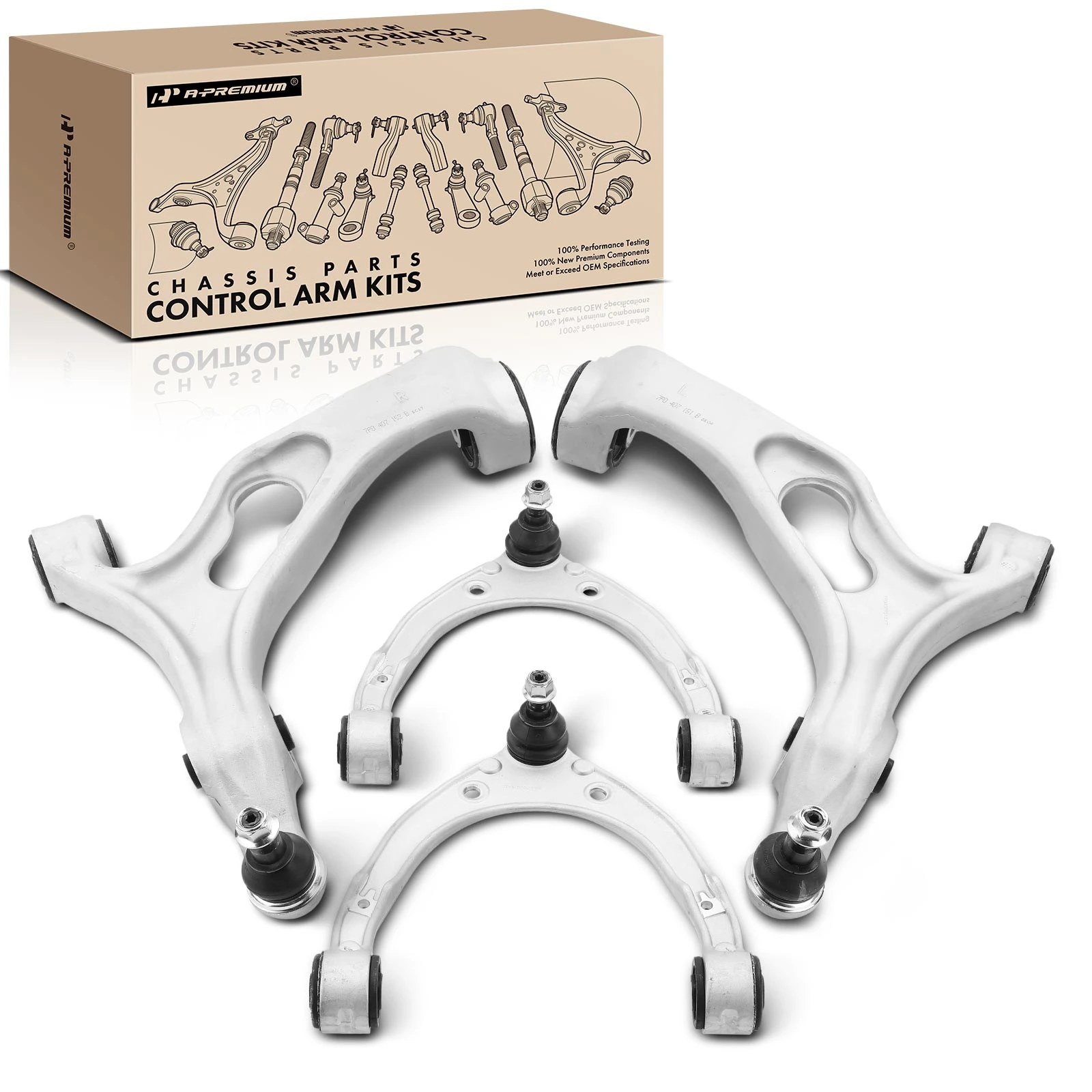 2011-2018 Porsche Cayenne 4-Pc Control Arm Ball Joint, Front Side with Ball Joint A-Premium APCA4995