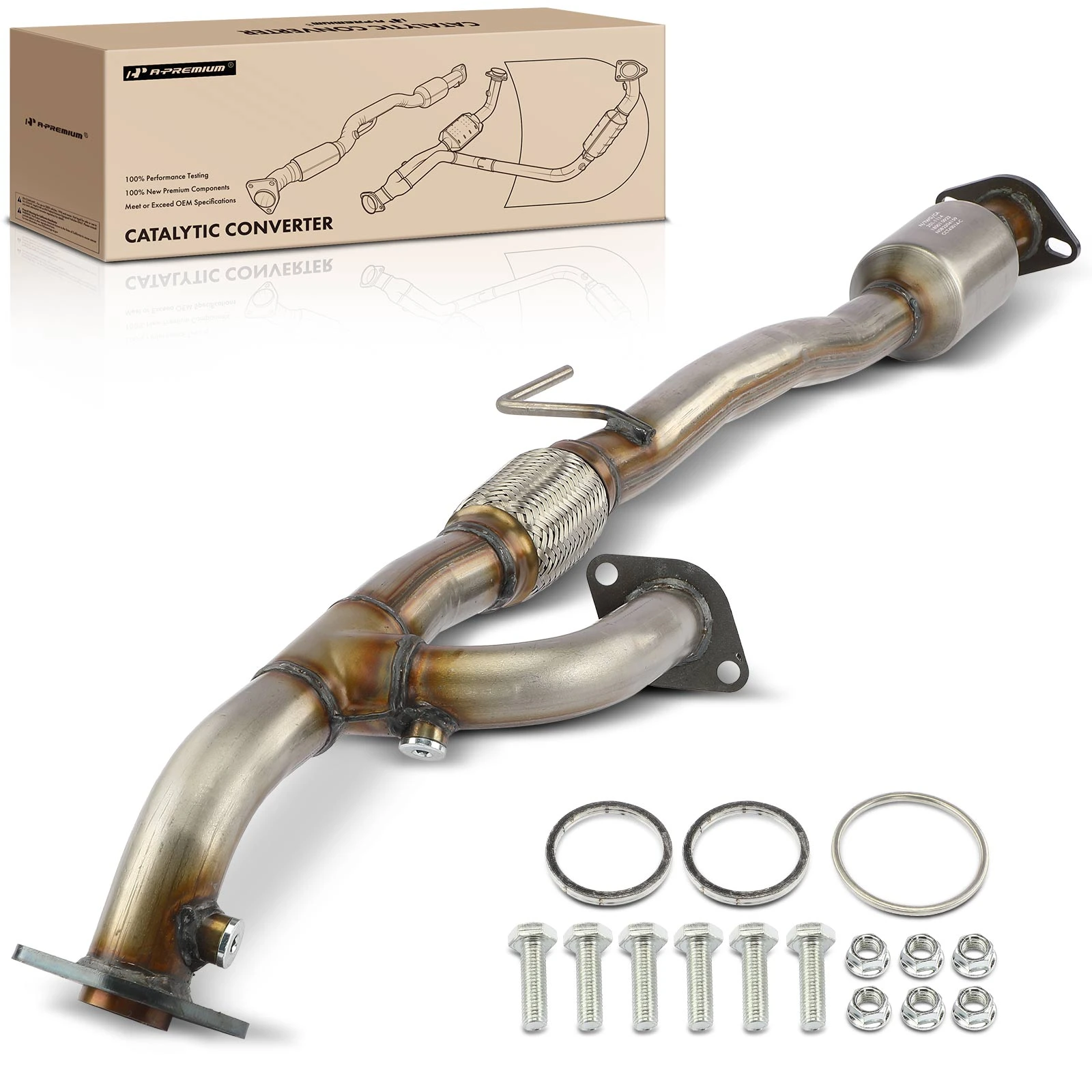1-PC Catalytic Converter, Rear Side, Fit Federal Emissions, A-Premium APCCT347