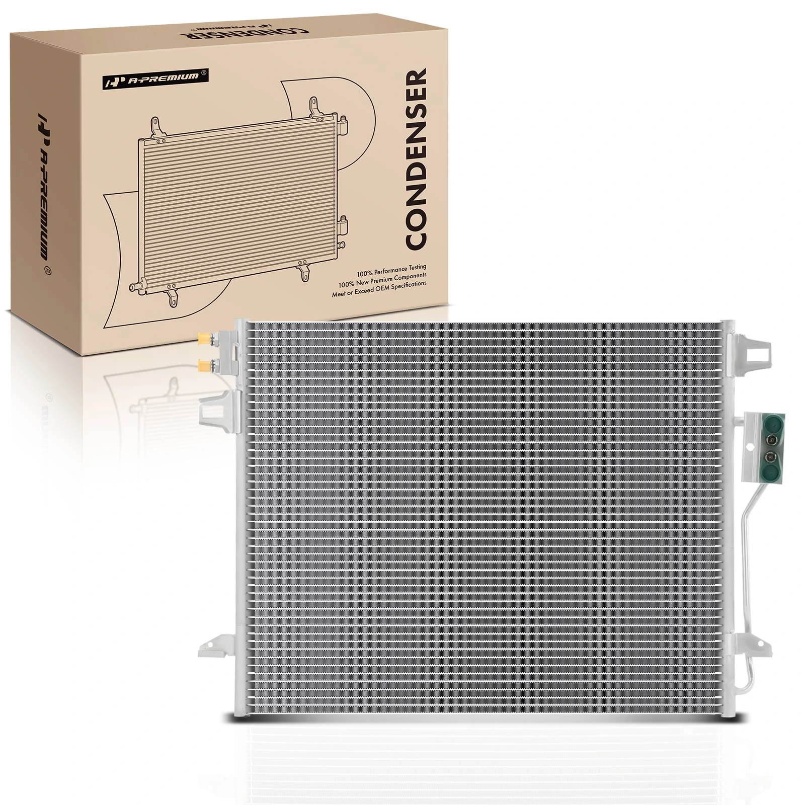 AC Condenser without Receiver Drier for 2008-2016 Chrysler Town & Country