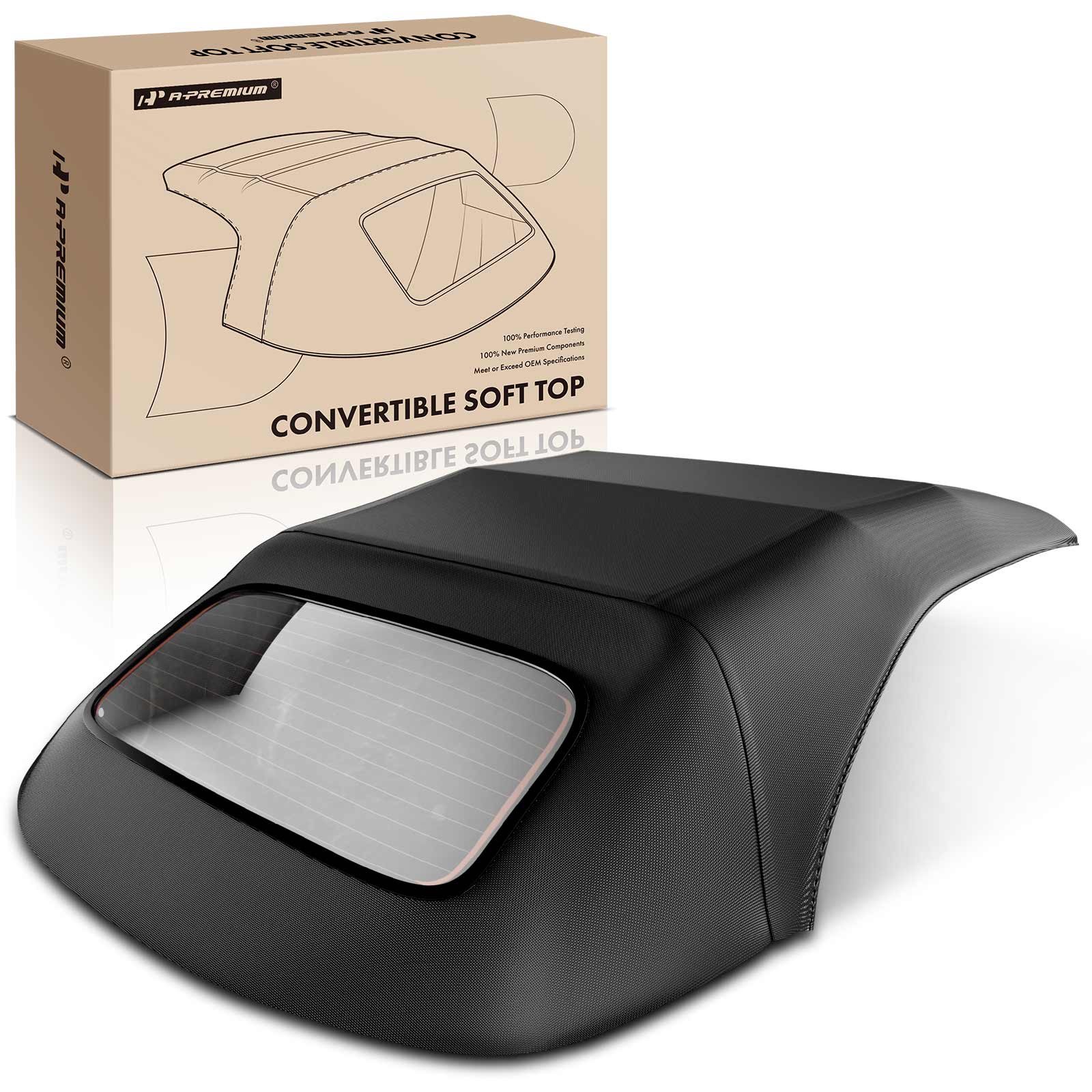 Black Convertible Soft Top with Glass Window for 1994-2004 Ford Mustang