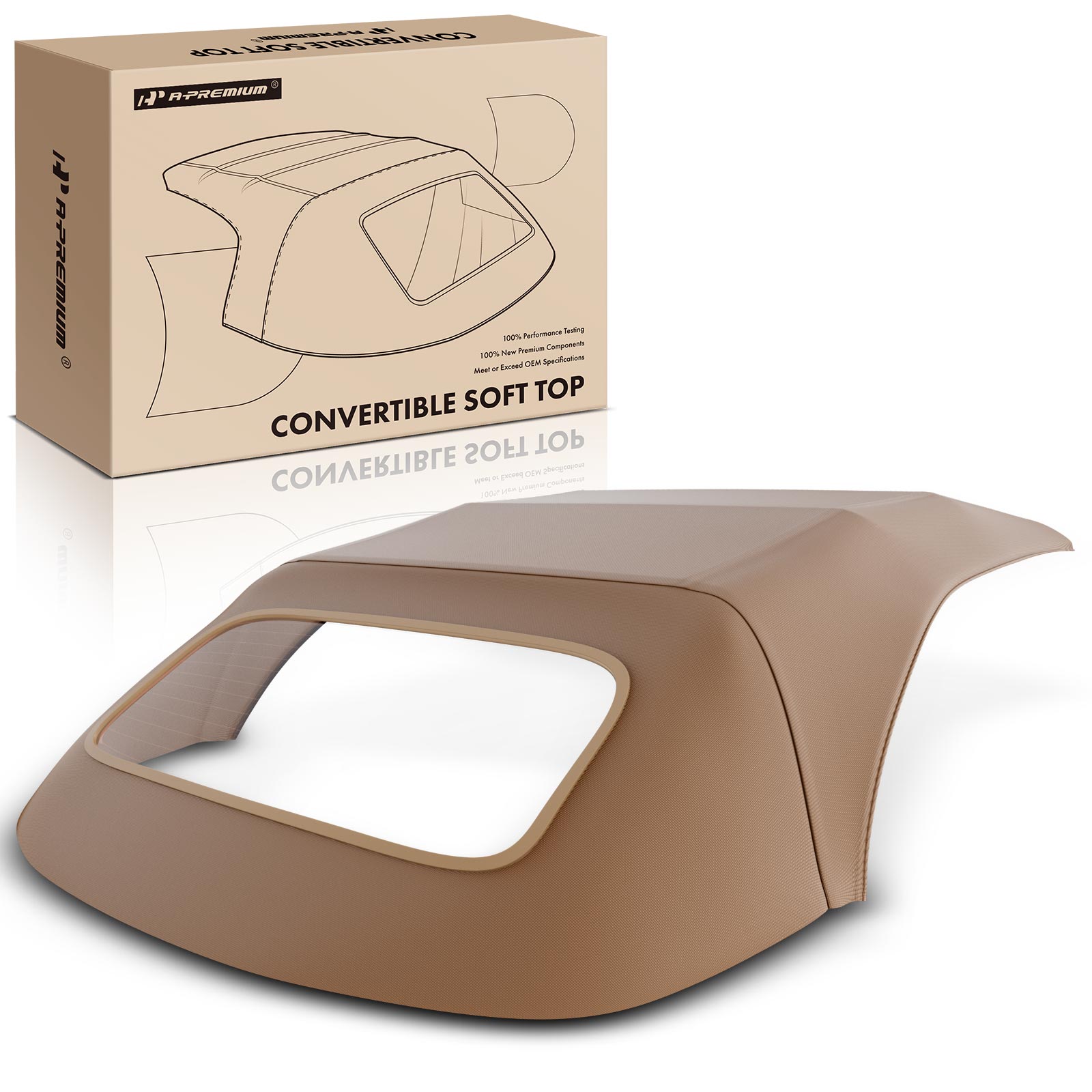 Tan Convertible Soft Top with Glass Window for 1994-2004 Ford Mustang