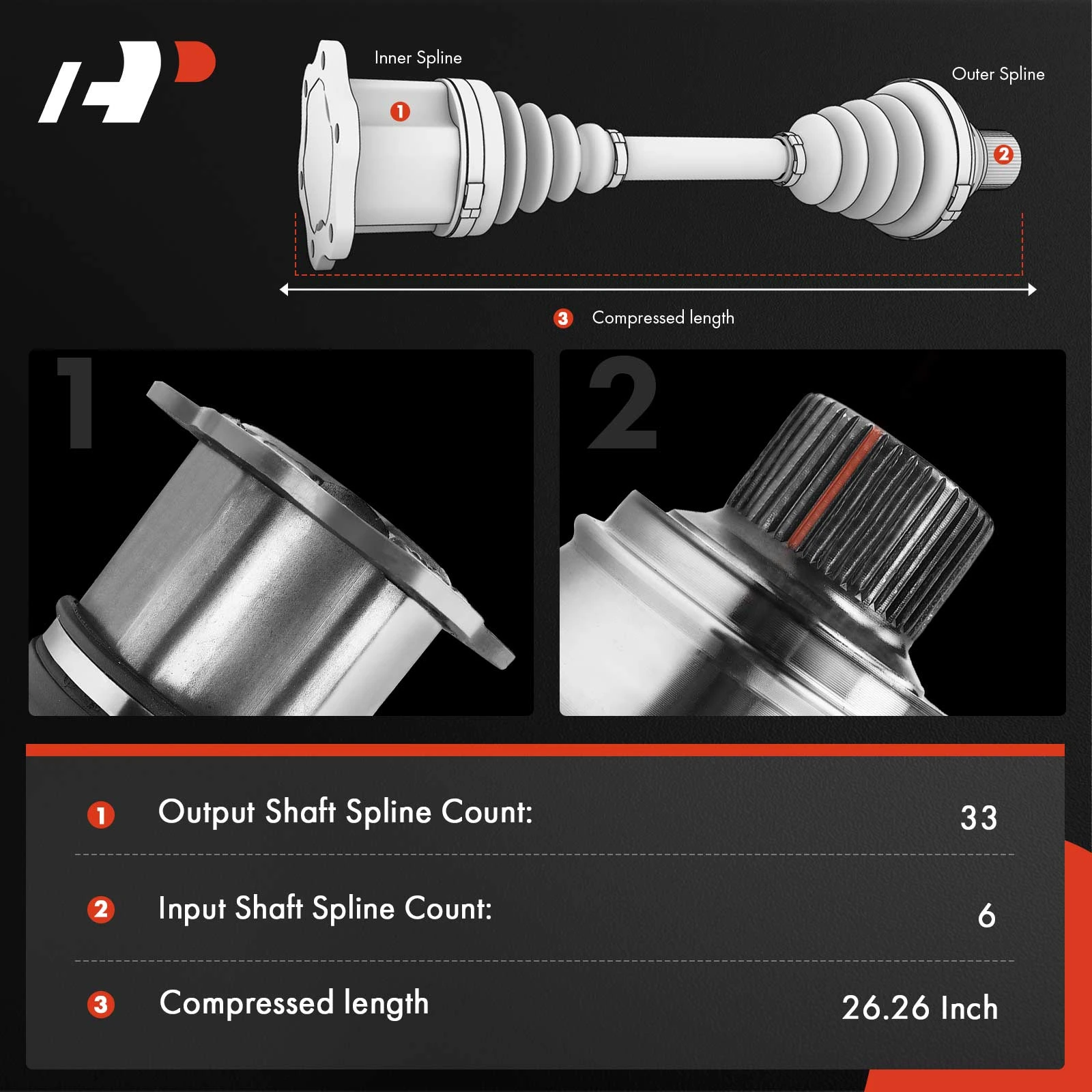 1-Pc CV Axle Assembly Rear Driver A-Premium APCVA3520