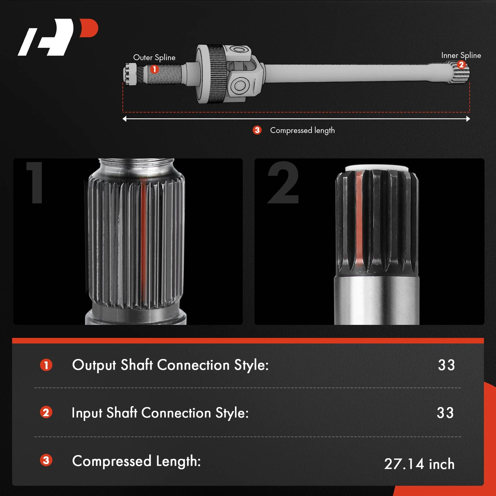 1-Pc Truck Axle Shaft Assembly Front Driver Side A-Premium APCVA2087