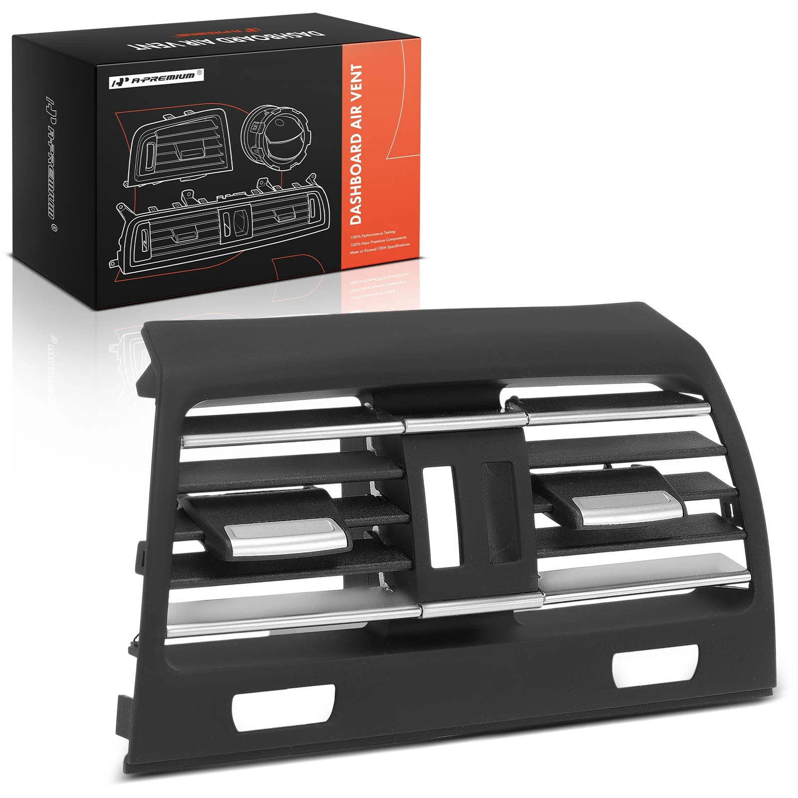 Rear Center Dash AC Heater Air Vent Black and Chrome