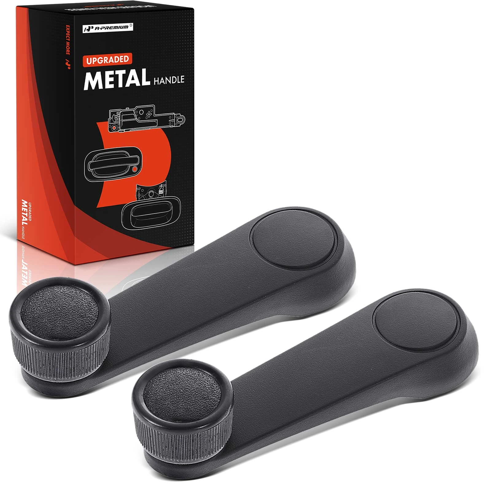 2 Pcs Black Upgraded Metal Window Crank Handle