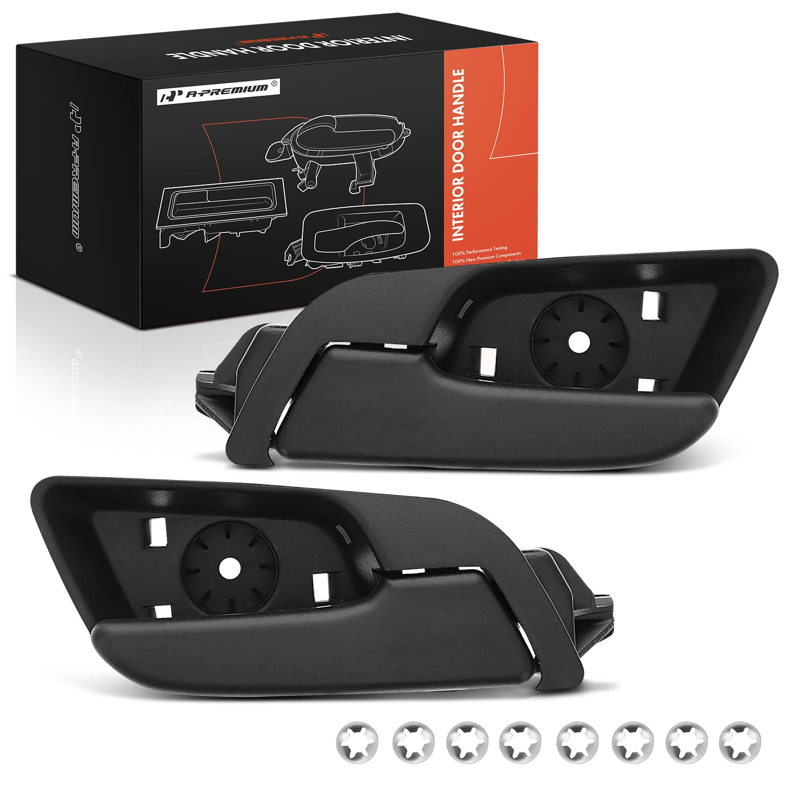 2 Pcs Front & Rear Black Interior Door Handle