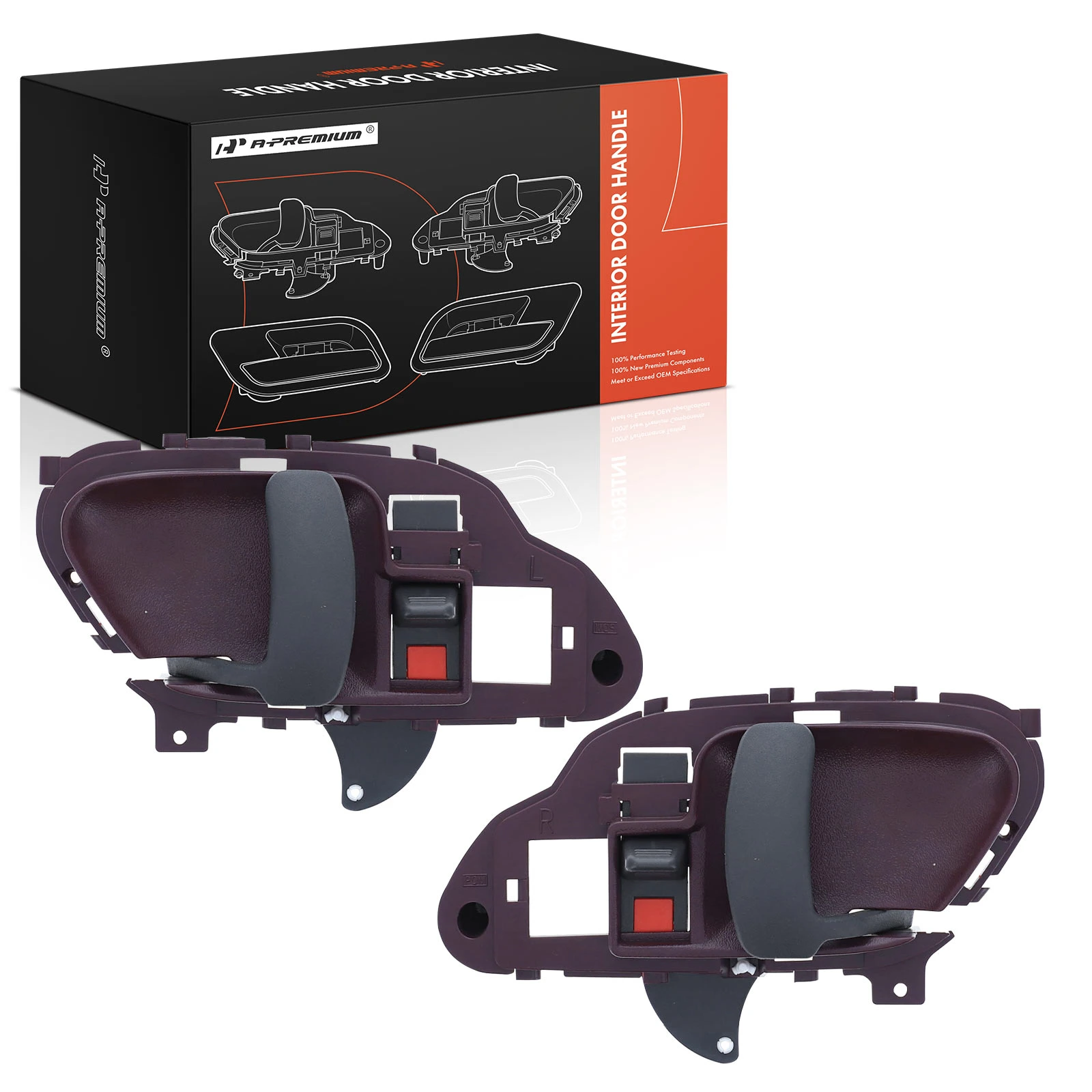 2 Pcs Driver & Passenger Textured Red Interior Door Handle