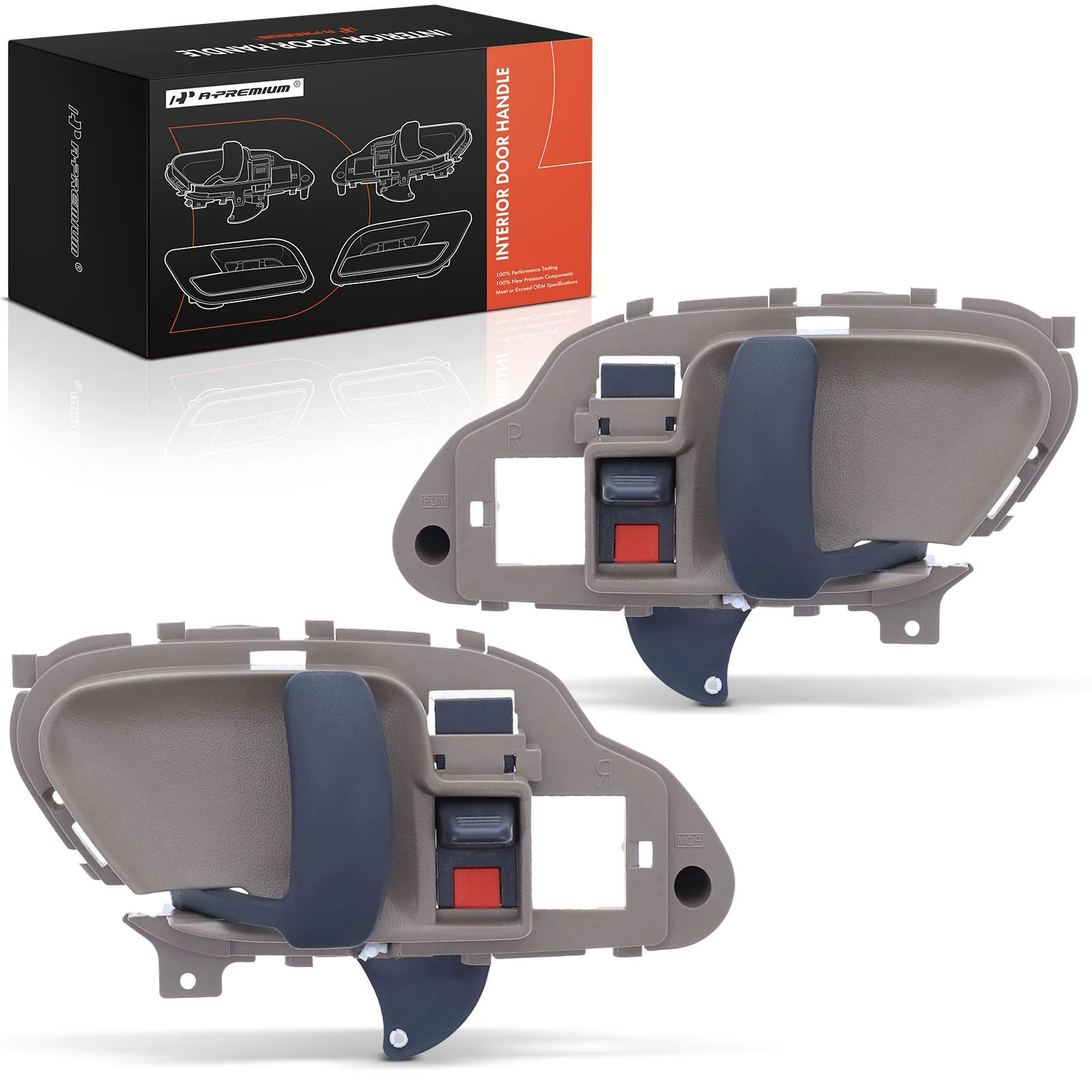 2 Pcs Driver & Passenger Brown & Gray Interior Door Handle