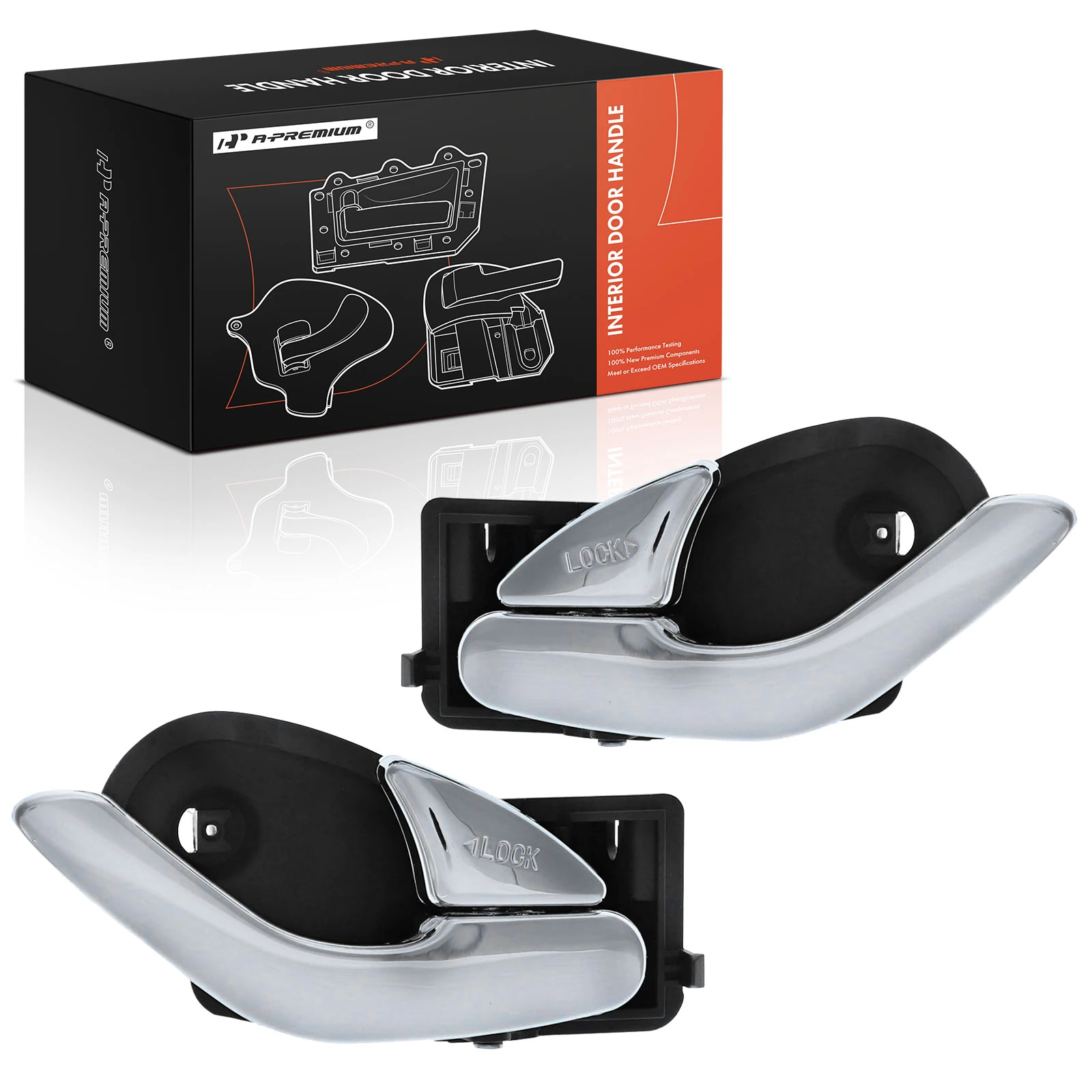 2 Pcs Front Chrome & Black Interior Door Handle