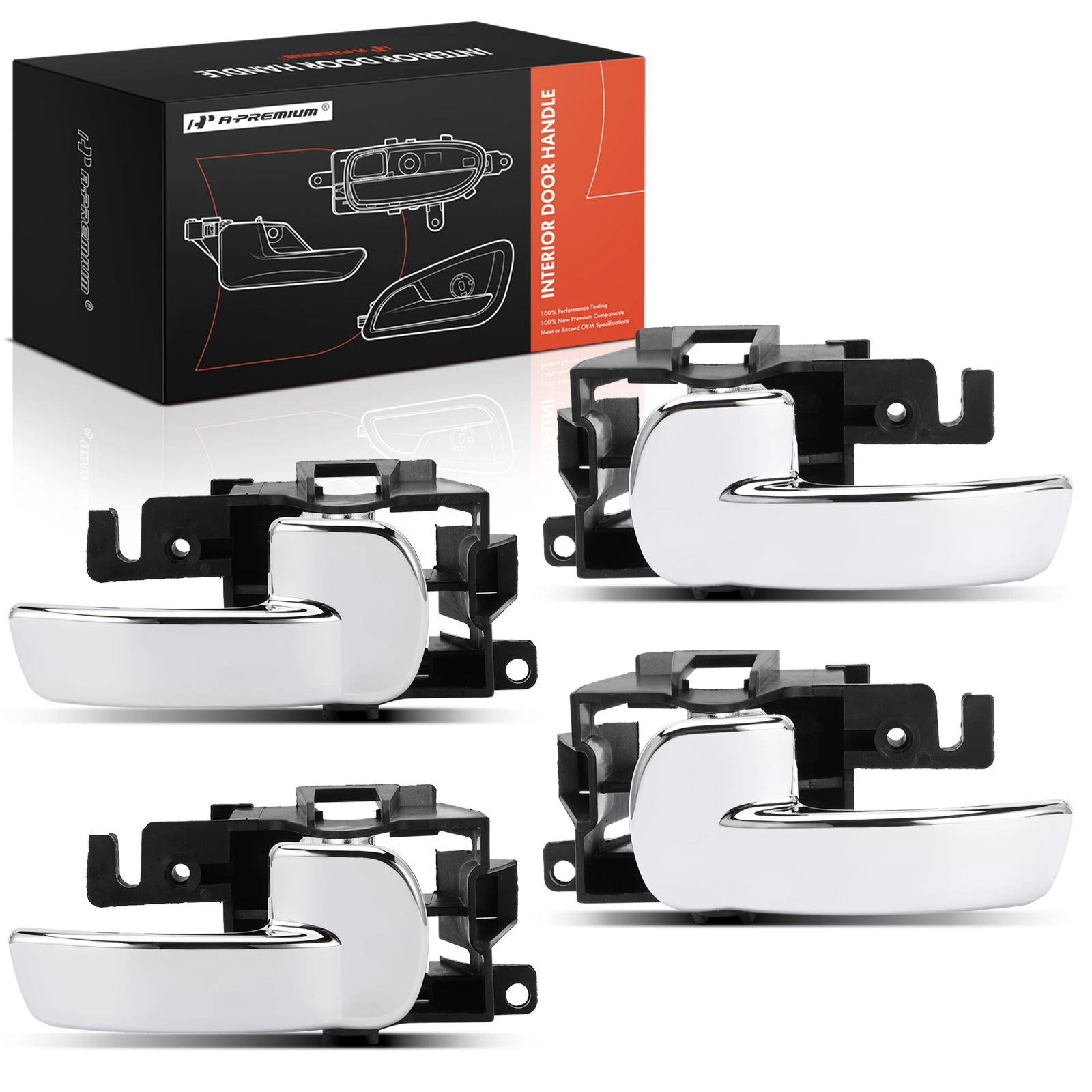 4 Pcs Front & Rear Chrome Lever & Black Housing Interior Door Handle for Nissan