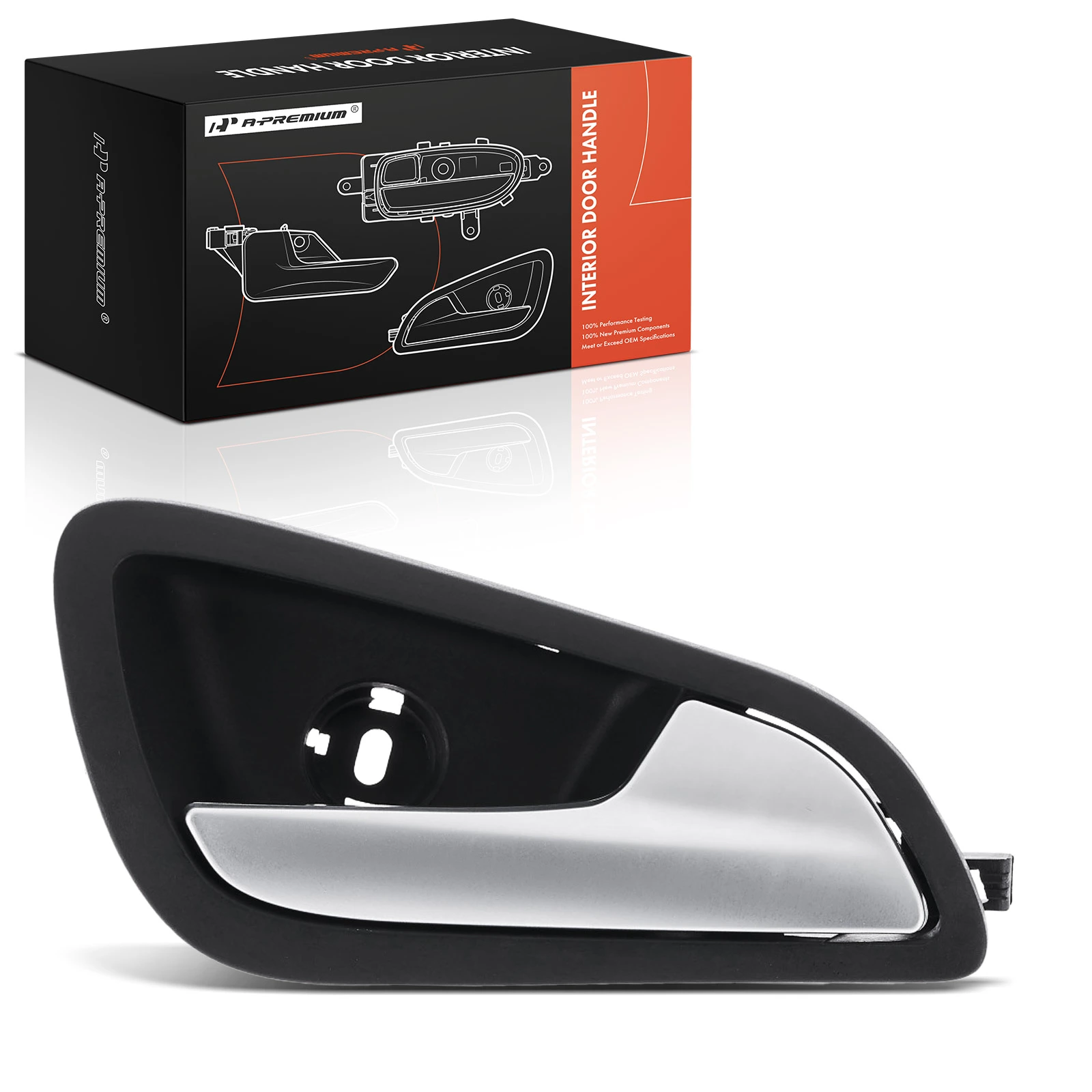 Front Passenger or Rear Passenger Silver & Black Interior Door Handle