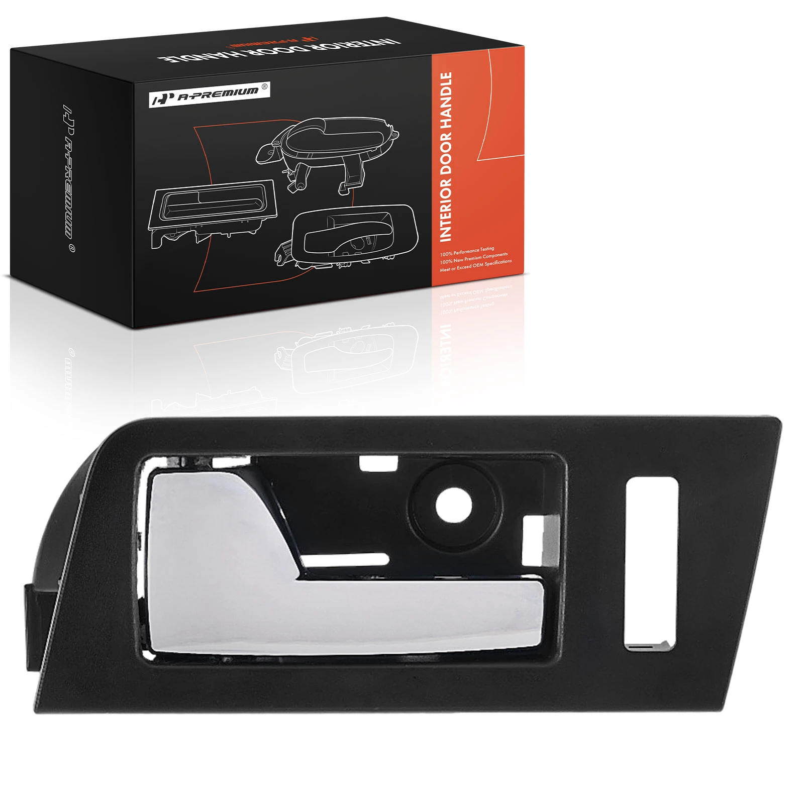 Front Driver Black & Chrome Interior Door Handle with Keyhole