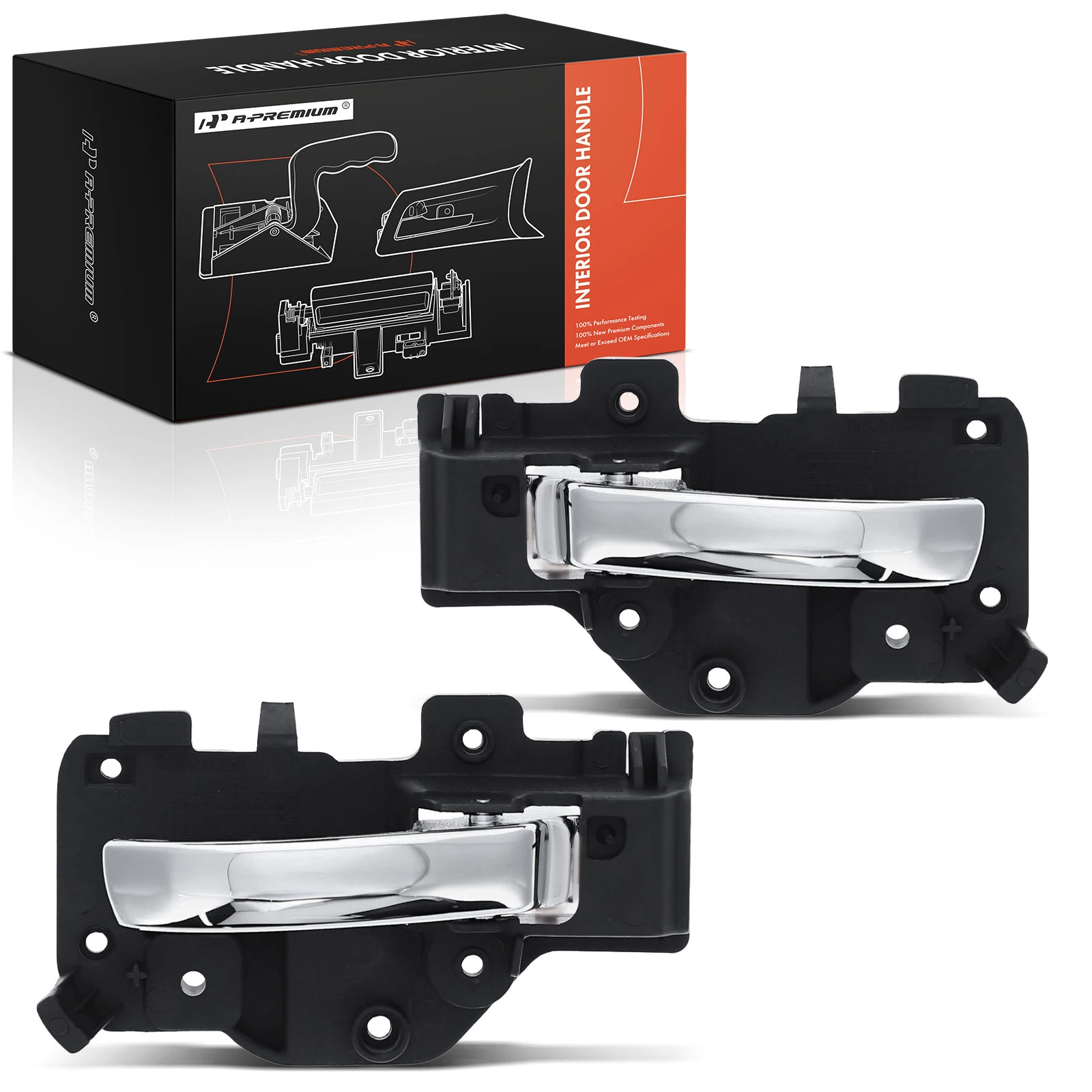 2 Pcs Rear Chrome & Black Interior Door Handle