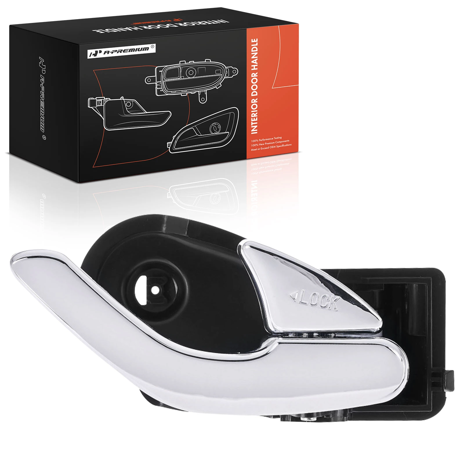 Front Passenger Chrome & Black Interior Door Handle