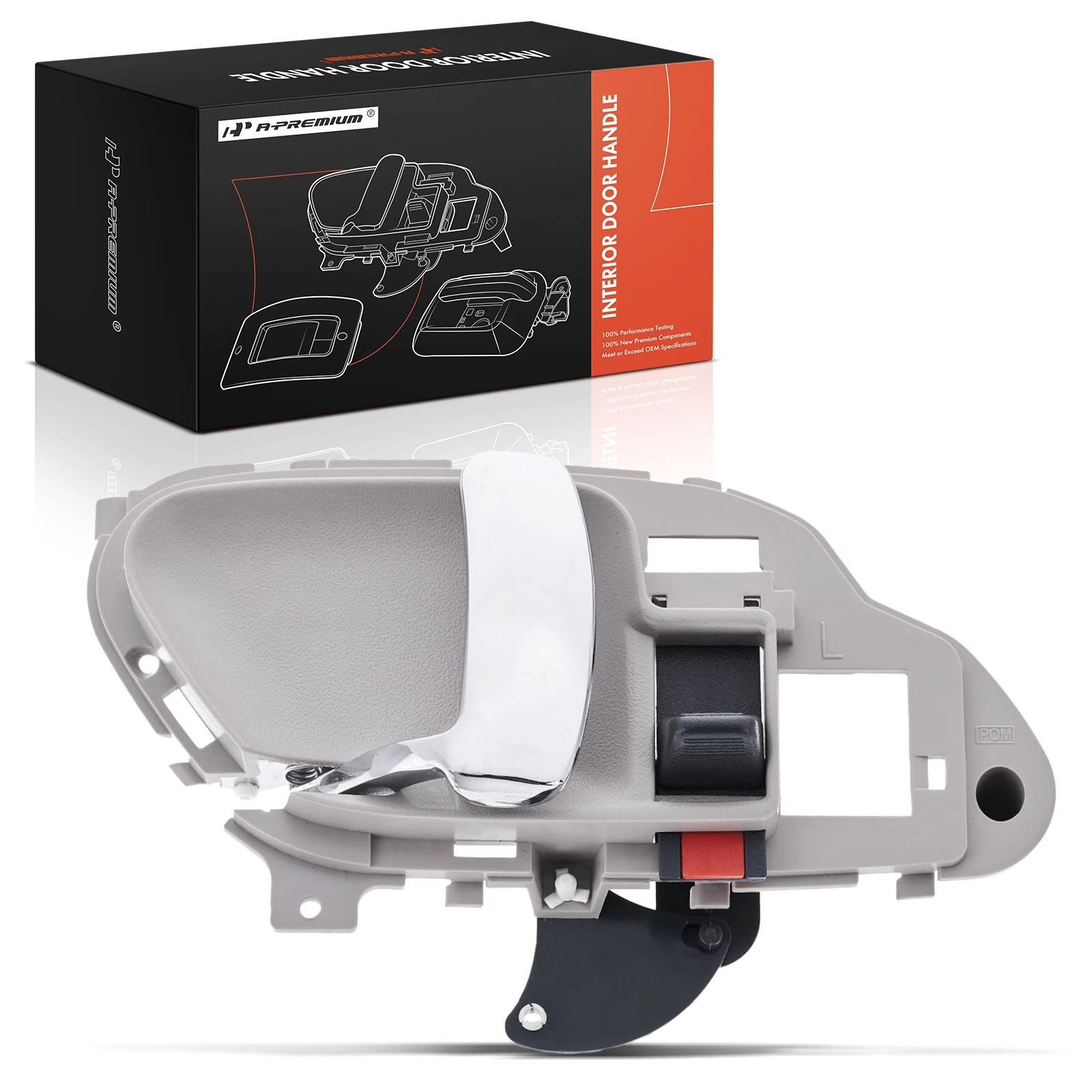 Front Driver or Rear Driver Chrome & Light Gray Interior Door Handle