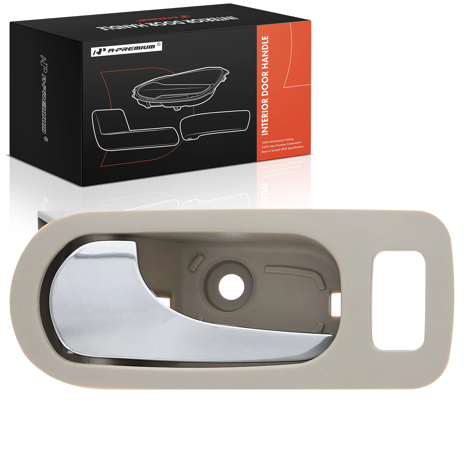 Rear Driver Chrome & Beige Interior Door Handle