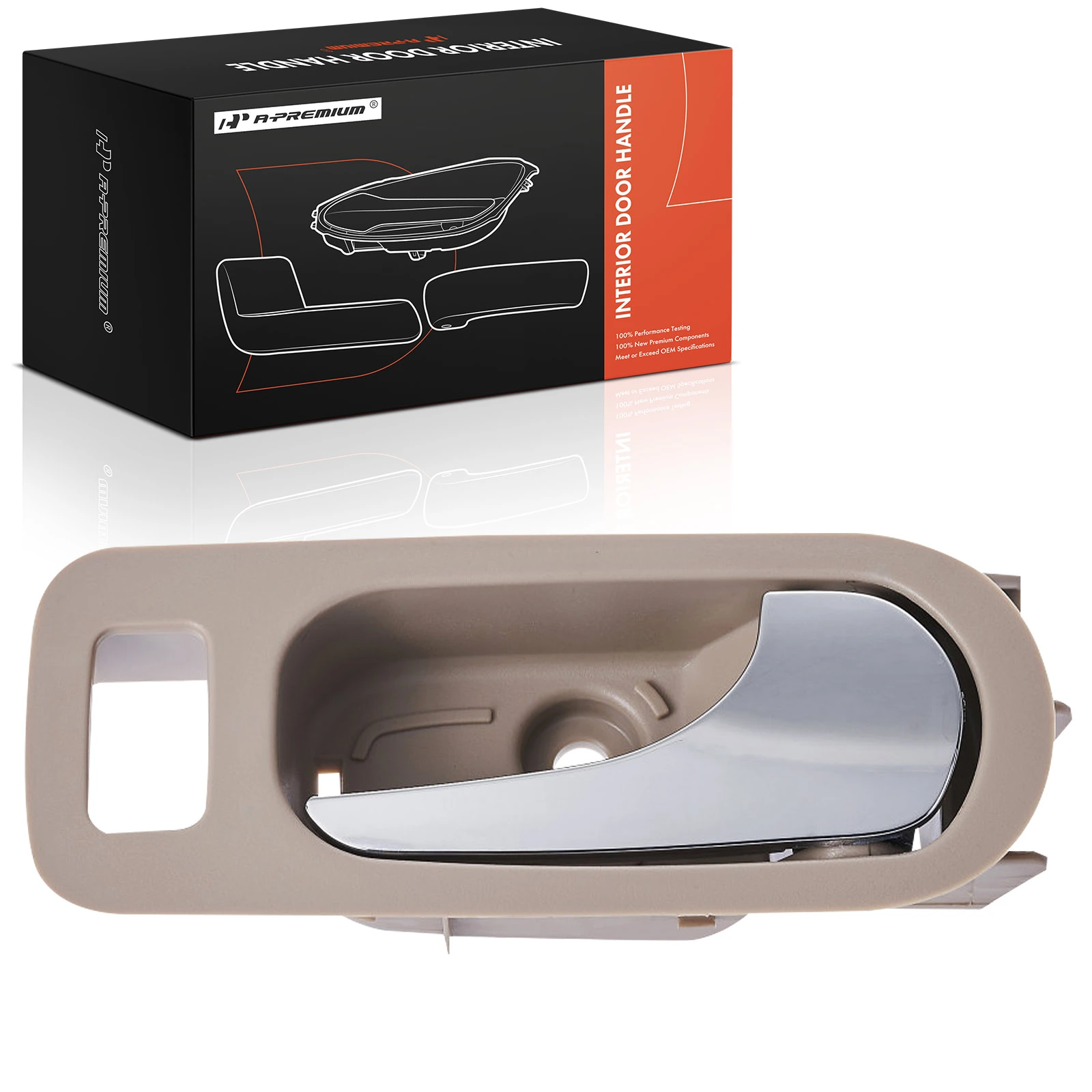 Rear Passenger Chrome & Beige Interior Door Handle
