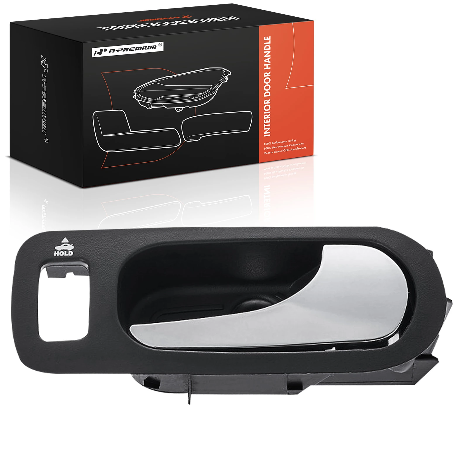 Front Passenger Chrome Black Interior Door Handle