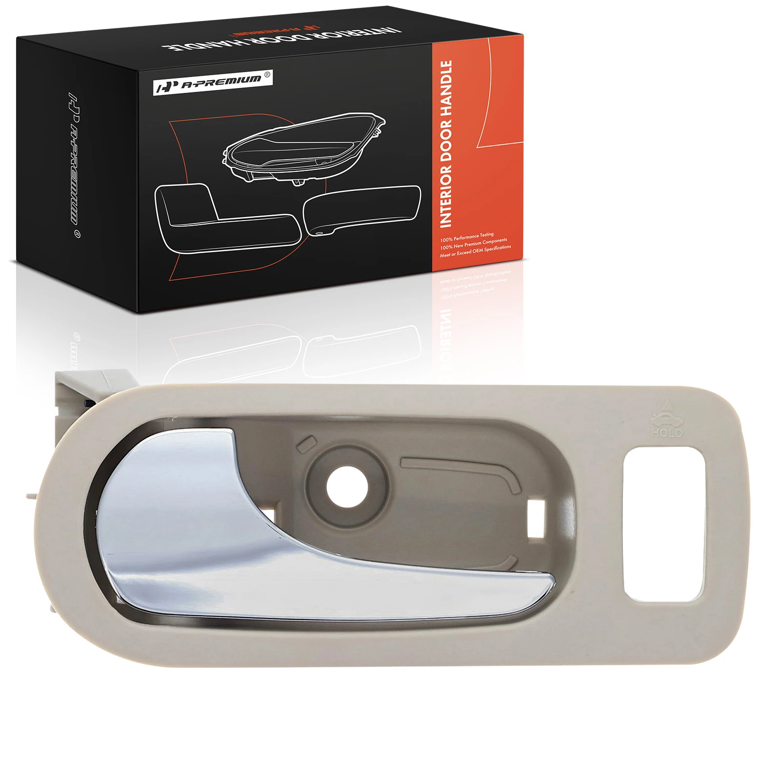 Front Driver Chrome & Beige Interior Door Handle