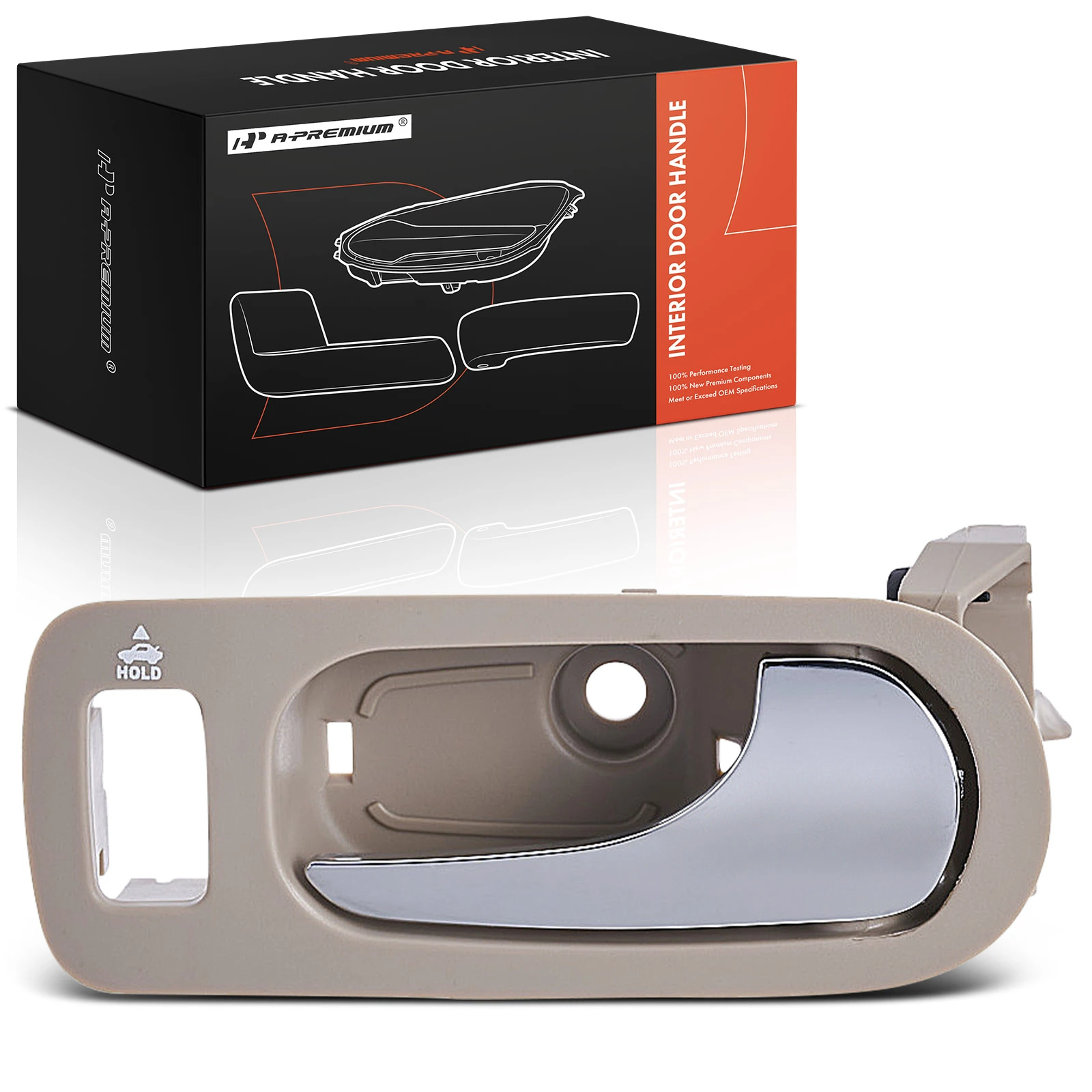 Front Passenger Chrome & Beige Interior Door Handle