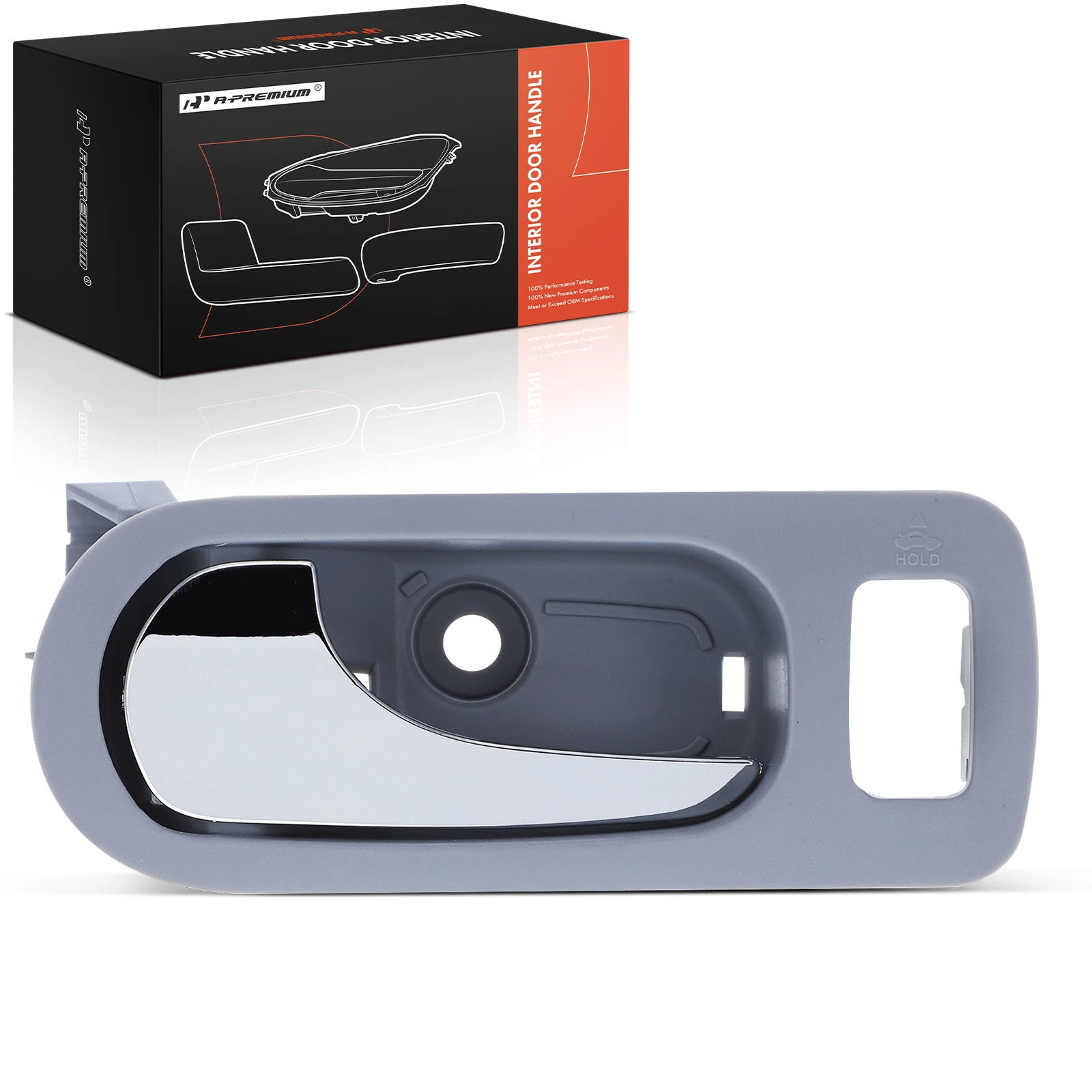 Front Driver Chrome & Light Gray Interior Door Handle