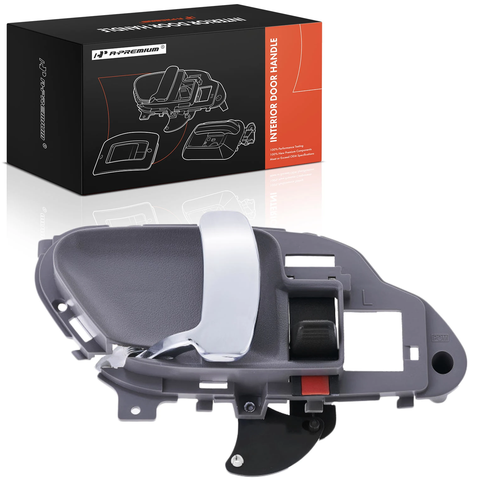 Front Driver or Rear Driver Gray & Chrome Interior Door Handle