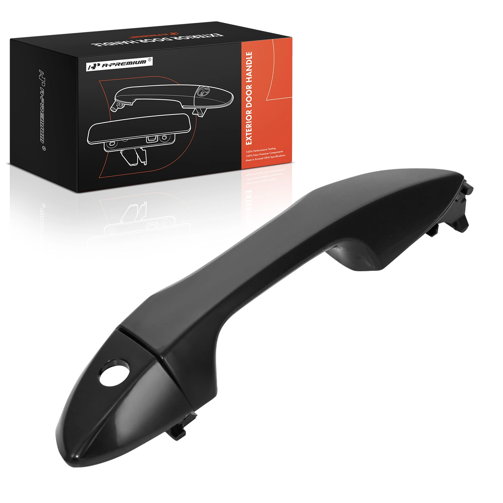 Front Driver Smooth Black Exterior Door Handle with Keyhole