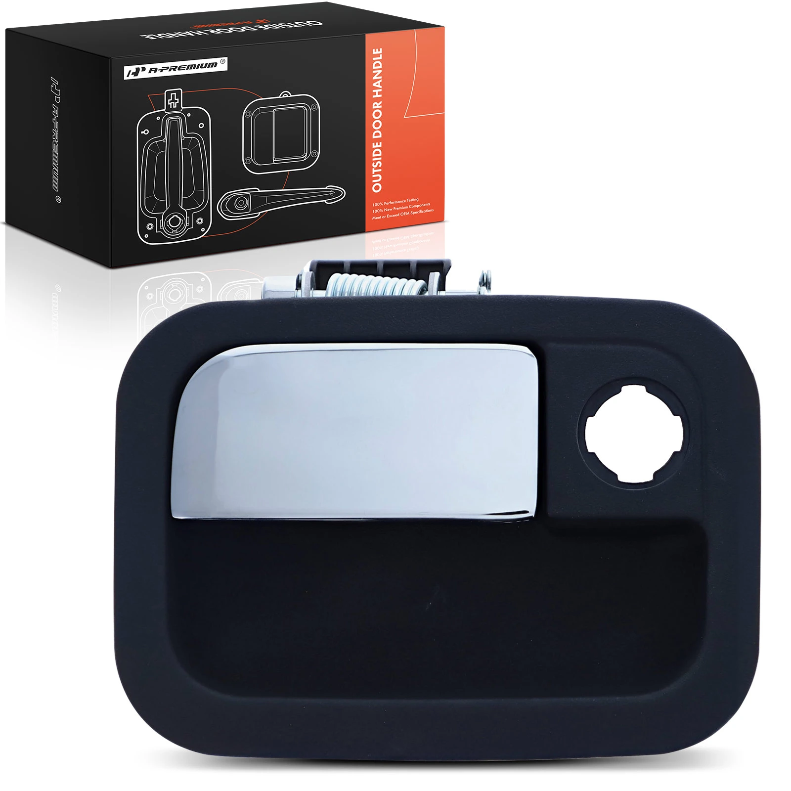 Front Driver Metal Black+Chrome Exterior Door Handle