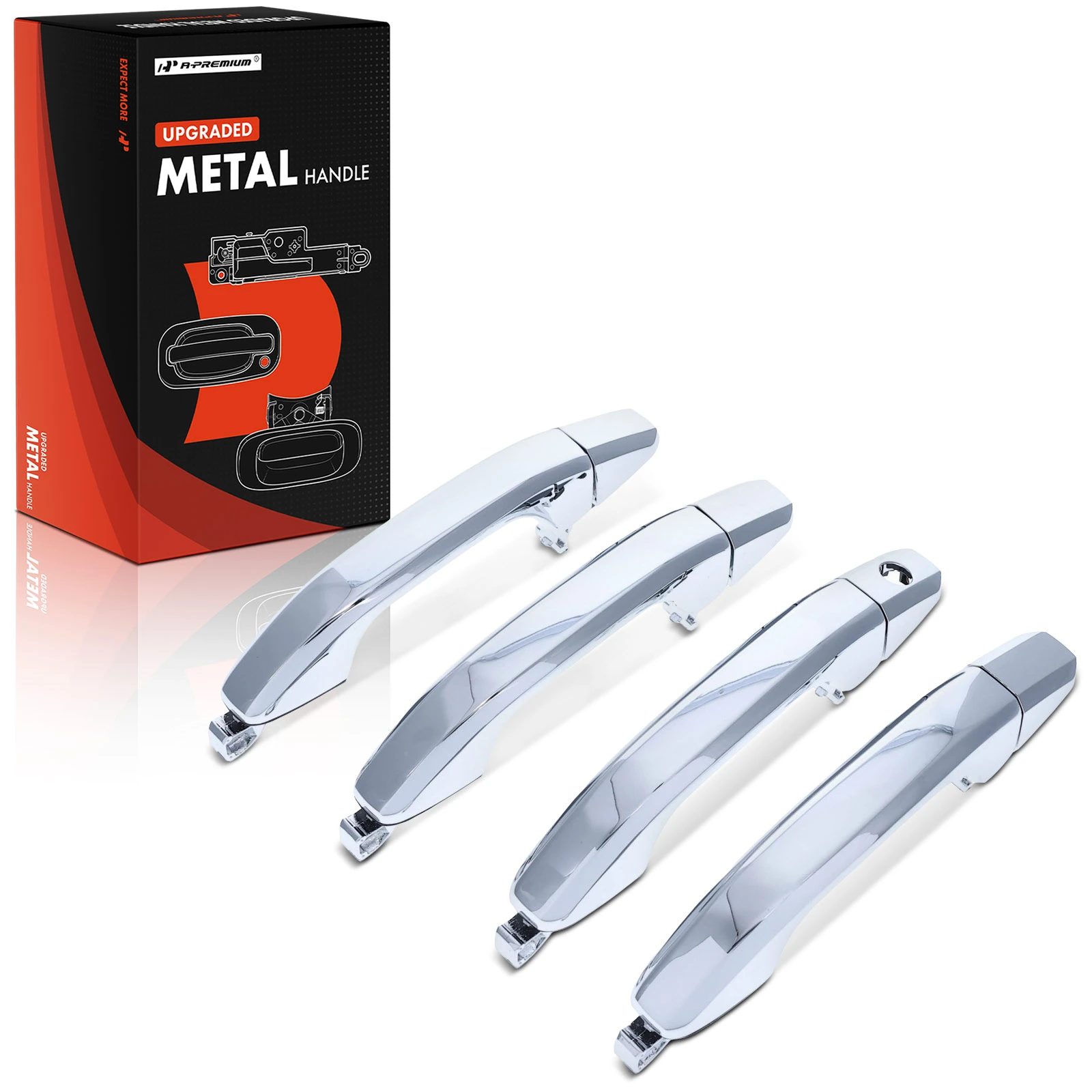 4 Pcs Front & Rear Upgraded Metal Exterior Door Handle Chrome for 2015-2020 Cadillac Escalade ESV