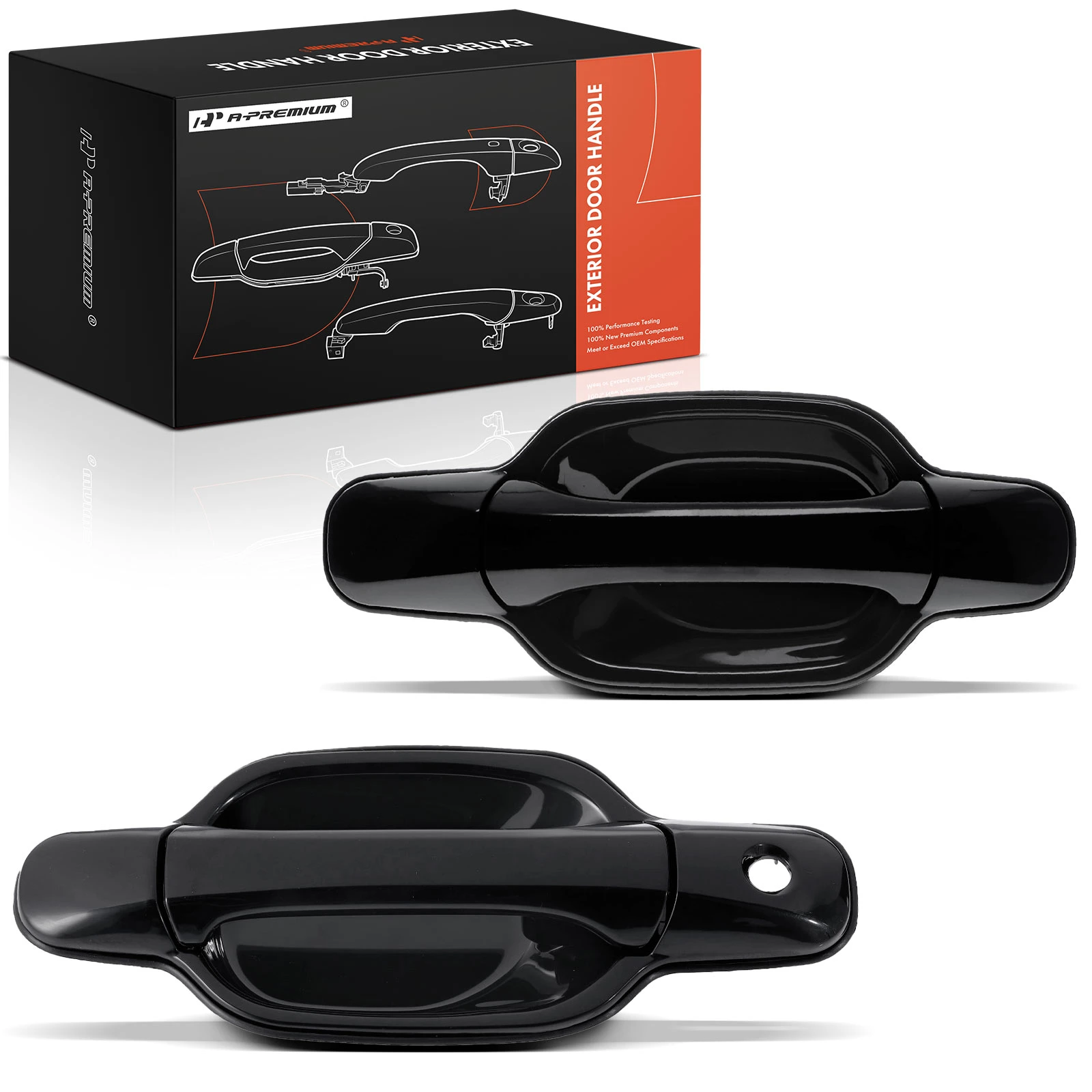 2 Pcs Rear Black Smooth Exterior Door Handle