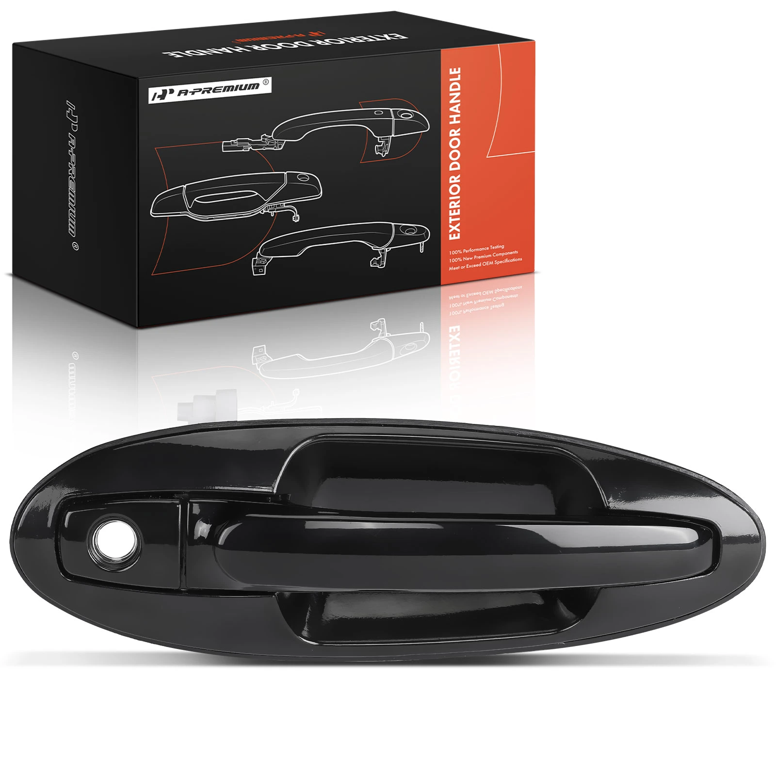 Front Passenger Black Exterior Door Handle with Keyhole for Hyundai Sonata 02-05