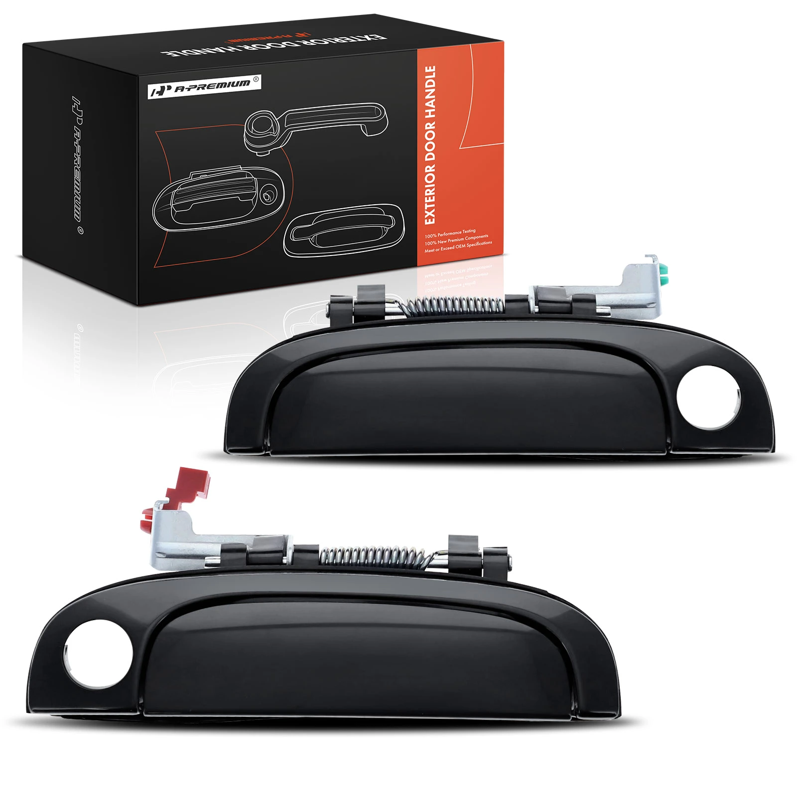 2 Pcs Front Smooth Black Exterior Door Handle