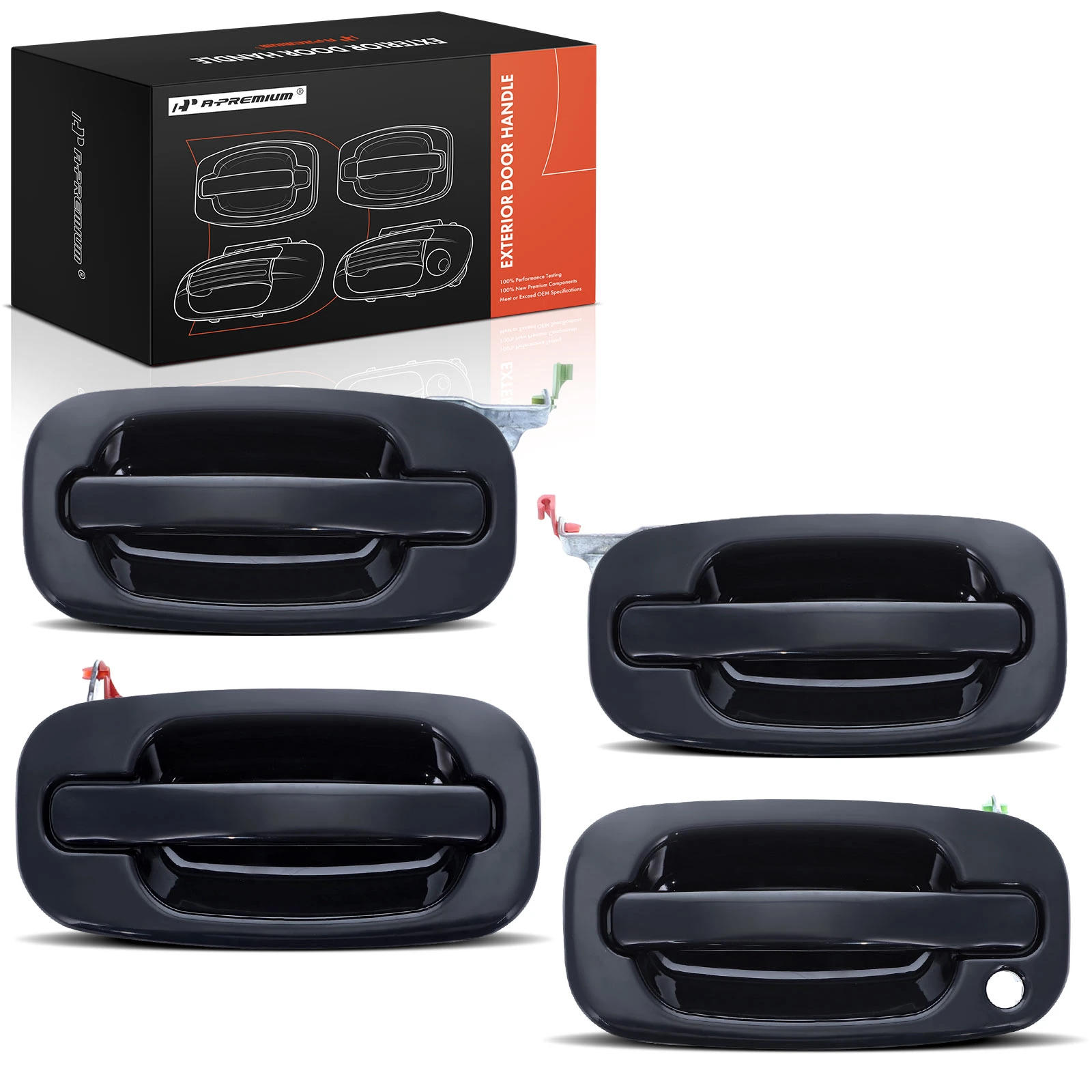 4 Pcs Front & Rear Black Exterior Door Handle for 2000-2006 GMC Yukon