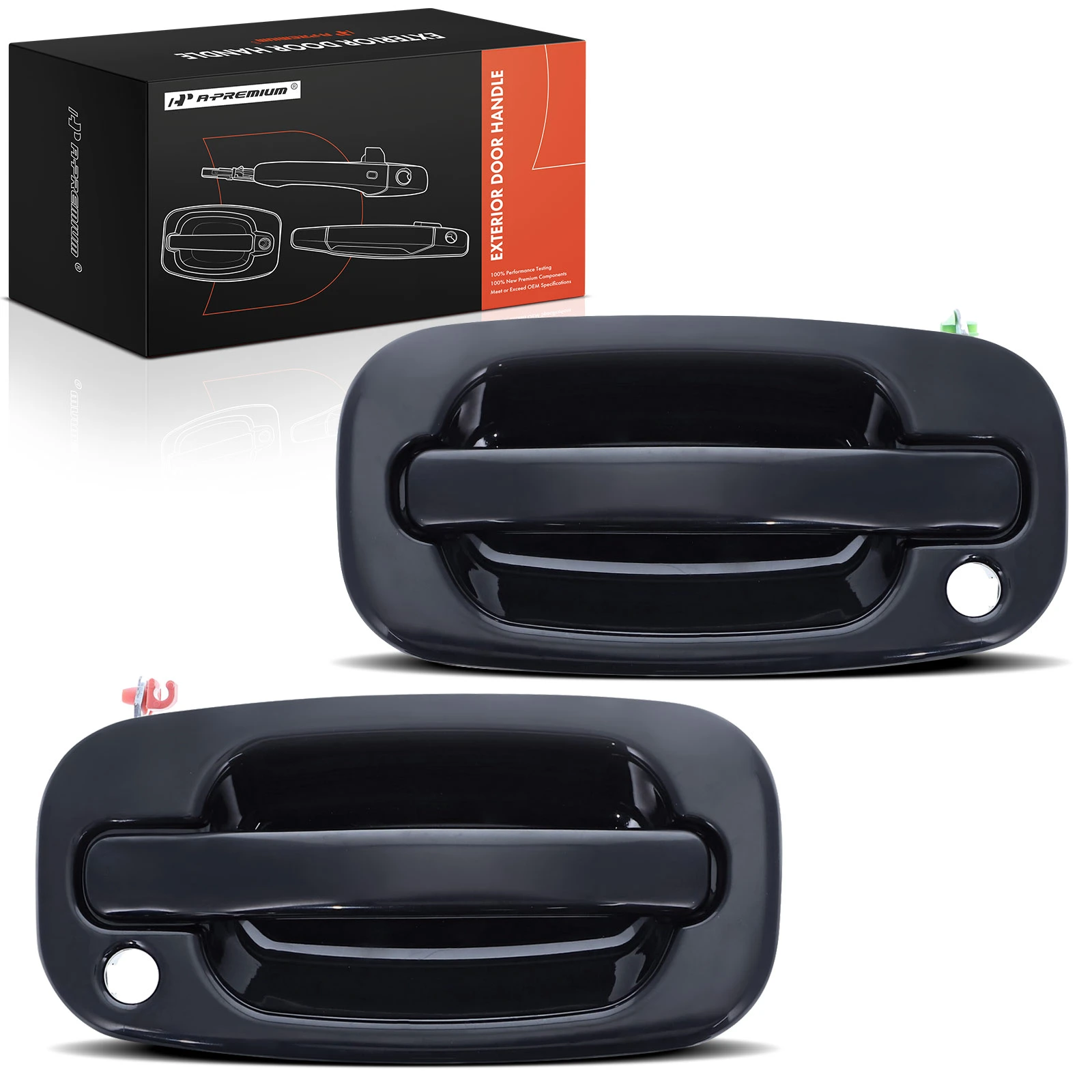 2 Pcs Front Smooth Black Exterior Door Handle